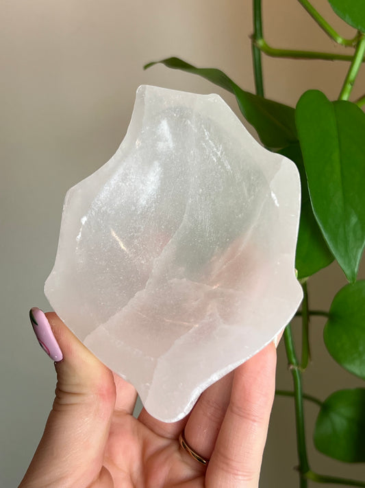 Selenite Satin Spar Leaf Bowl