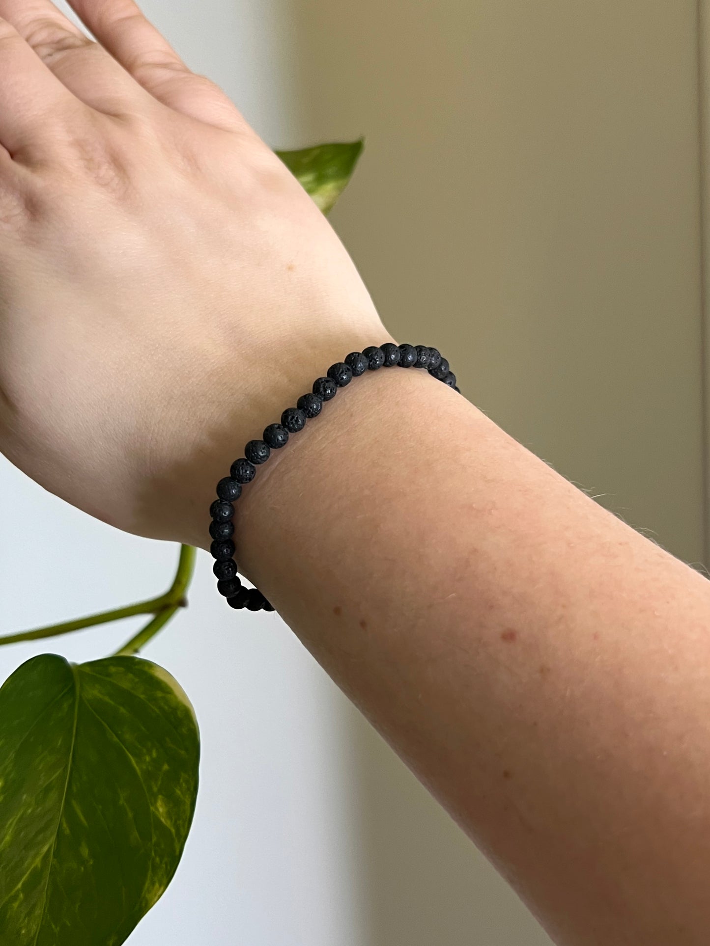 4mm Black Lava Stone Bracelet