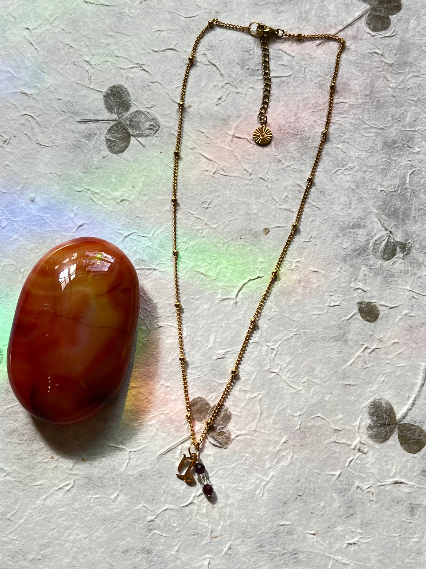 Capricorn Zodiac Sign Gemstone Gold Necklace
