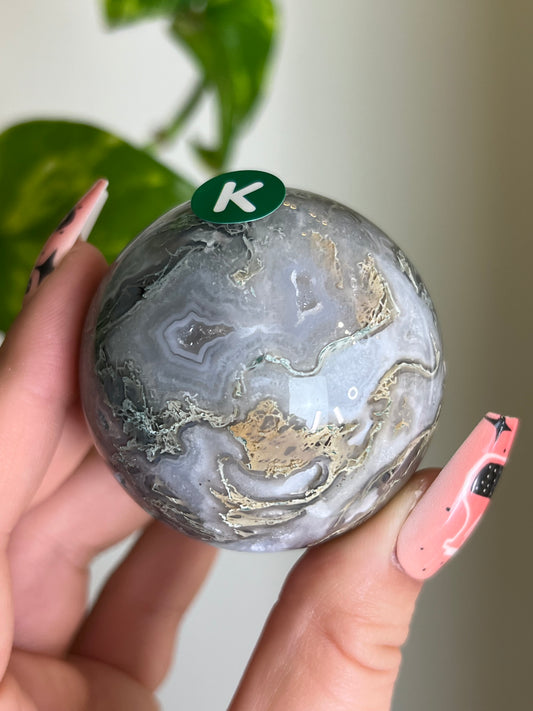 Moss Agate Sphere - K 🌿