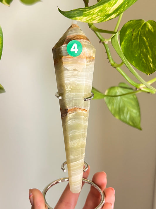 Green Banded Onyx Wand - 4