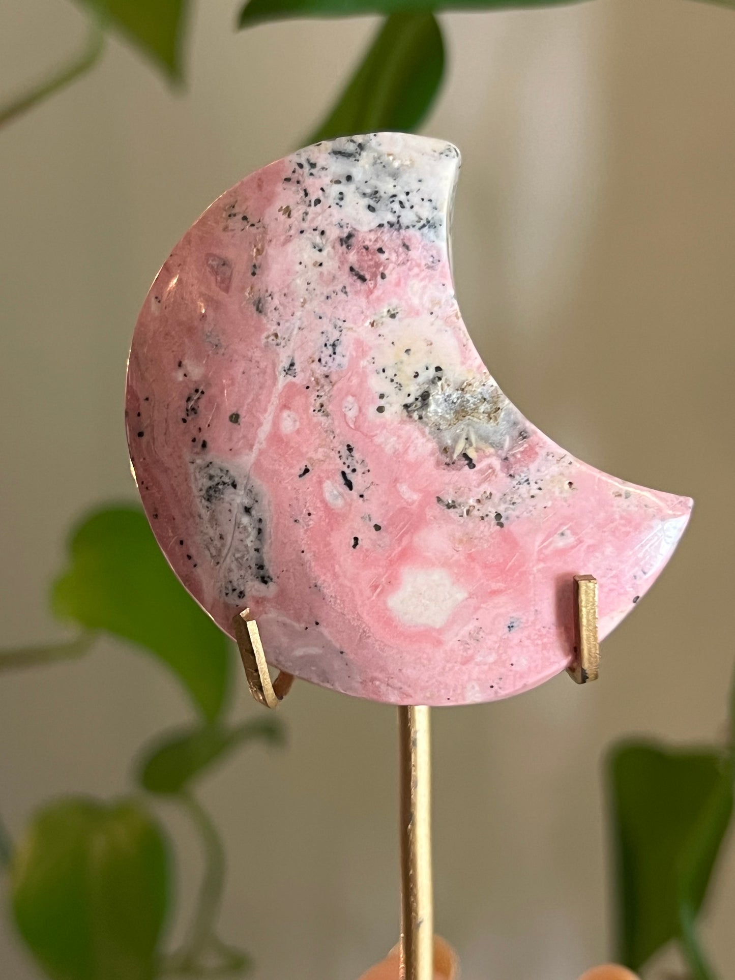 Peruvian Rhodonite Moon Stand - W