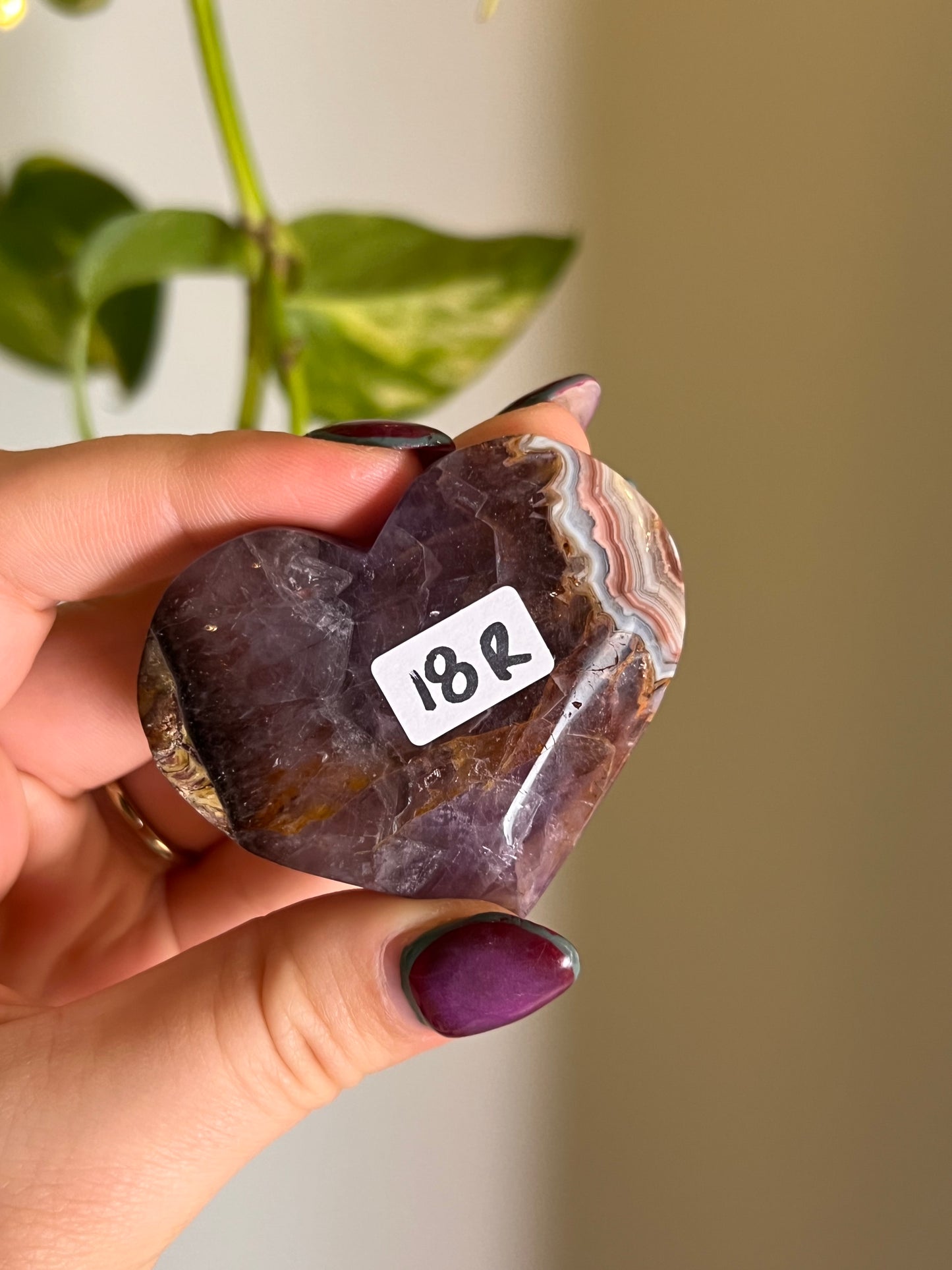 Amethyst x Crazy Lace Agate Heart R