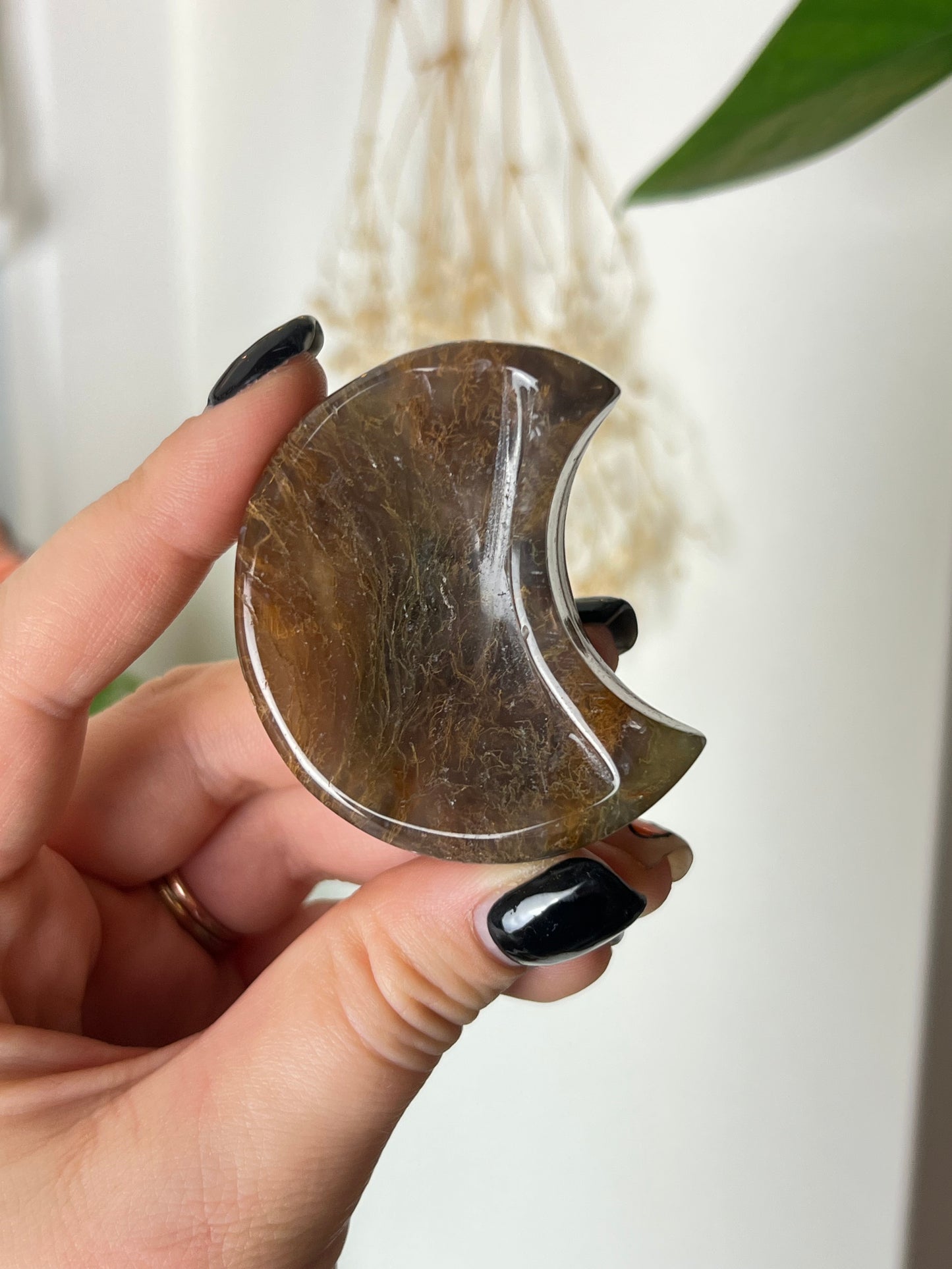 Moss Agate Moon Dish - M