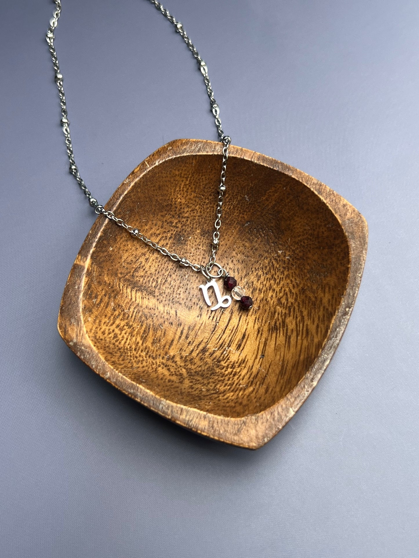 Capricorn - Zodiac Sign Gemstone Silver Necklace