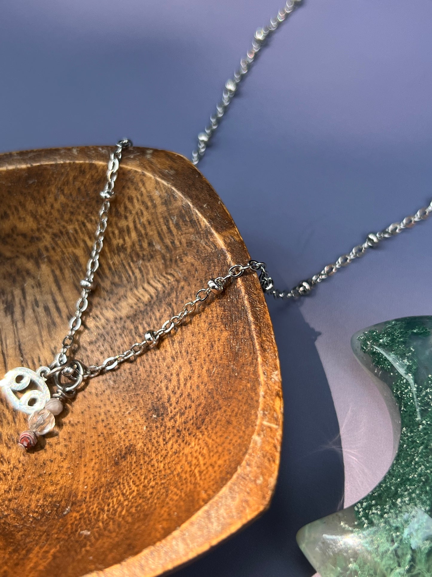 Cancer - Zodiac Sign Gemstone Silver Necklace