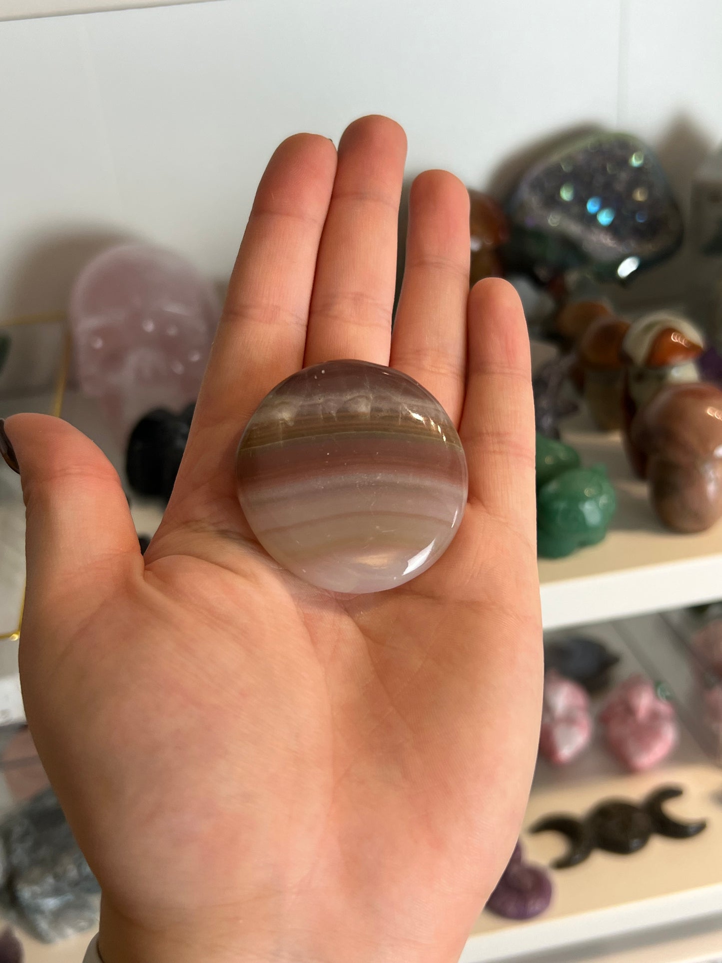 Pink Banded Onyx Small Flat Stone
