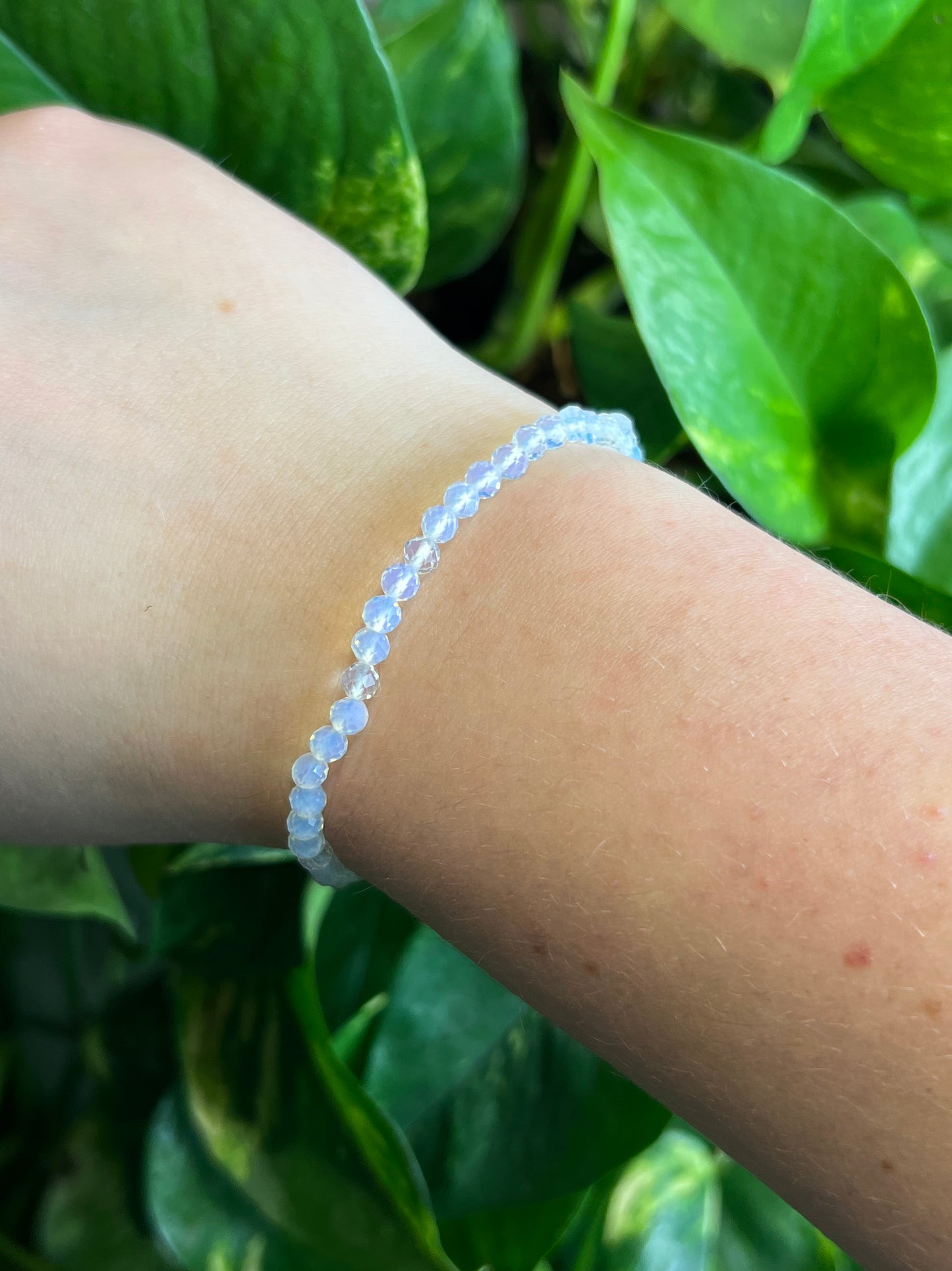 Opalite Glass Faceted 4mm Bracelet