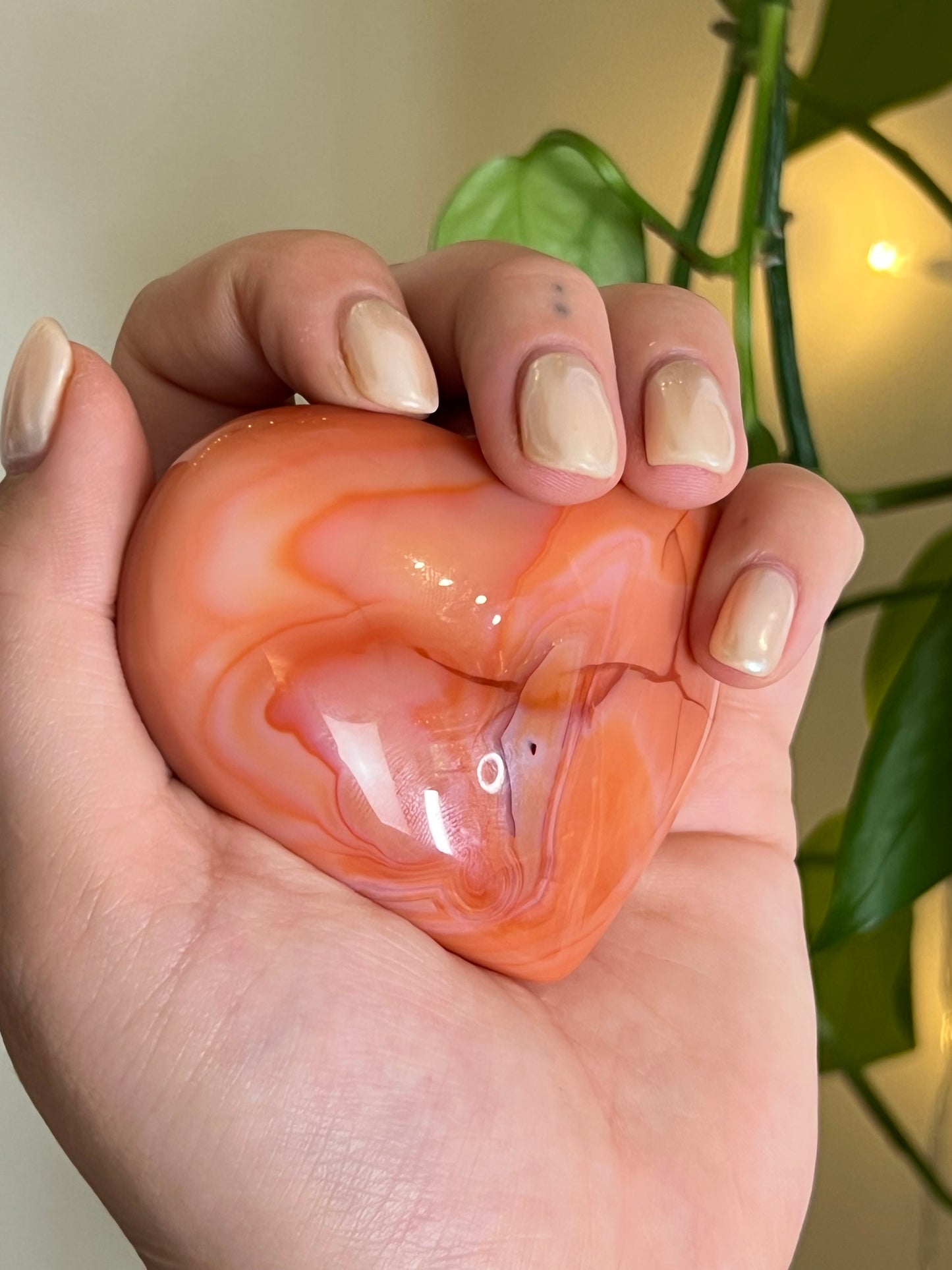 Peachy Carnelian Puffy Heart