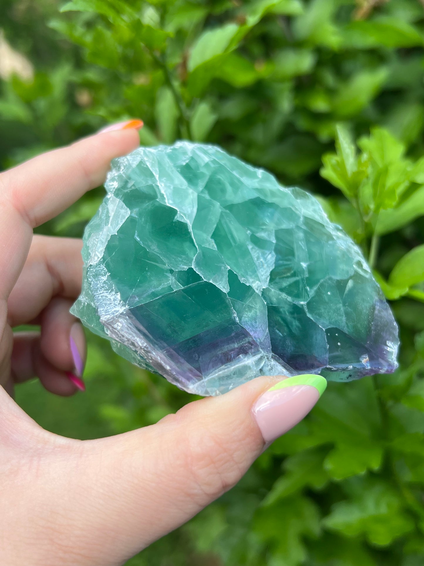 Rainbow Fluorite Self Standing Slab - Half Polished