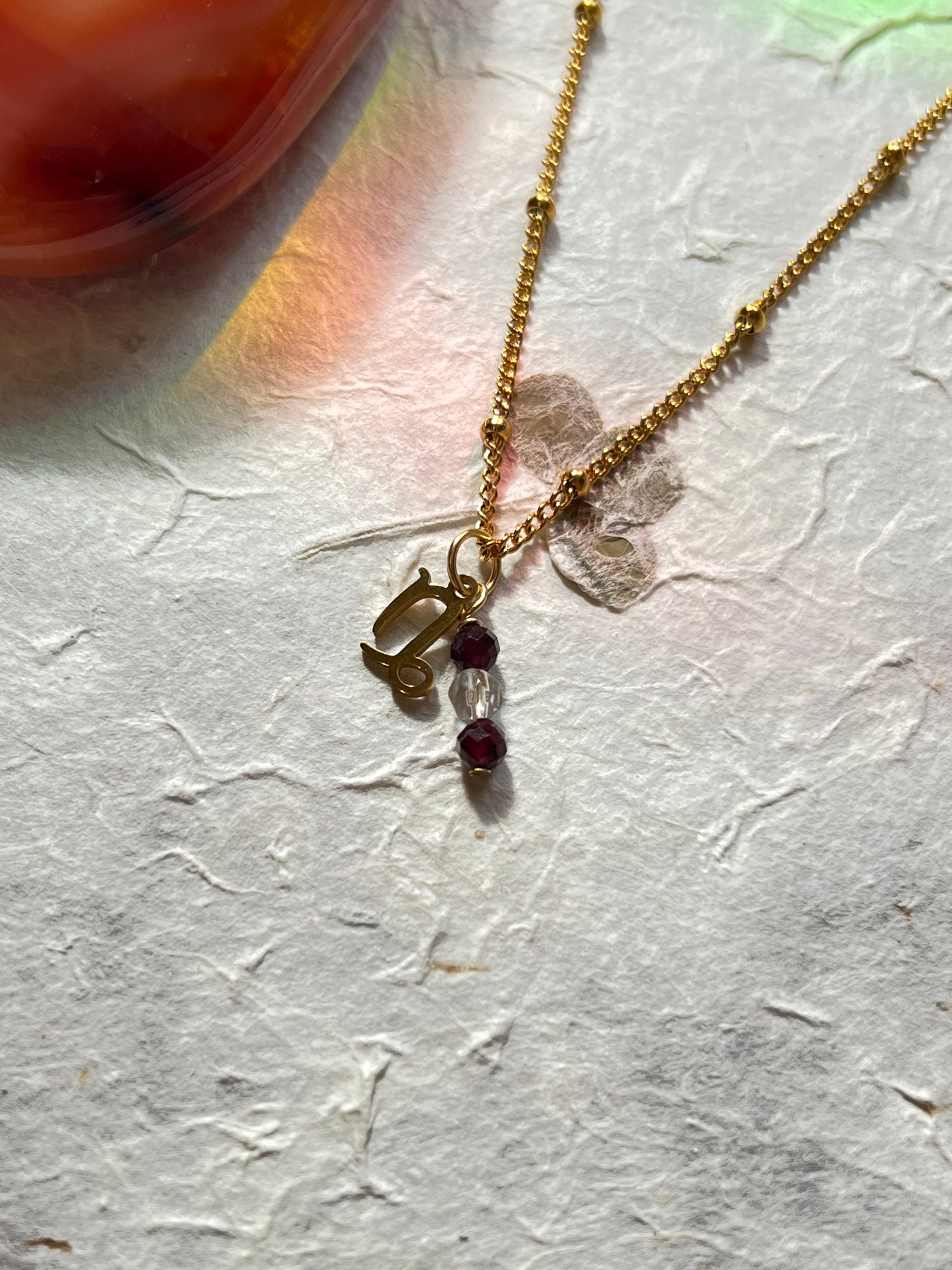 Capricorn Zodiac Sign Gemstone Gold Necklace