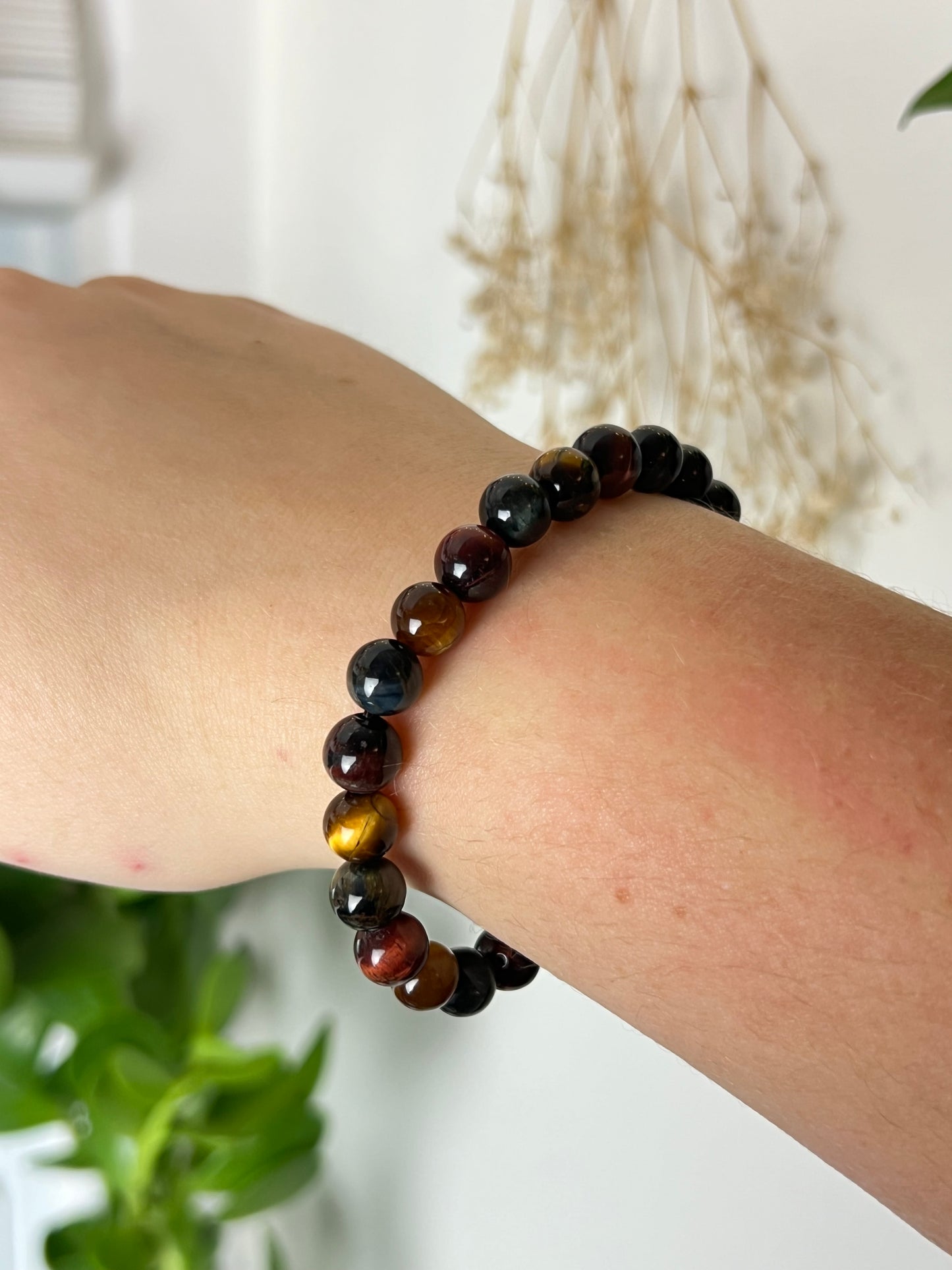Blue, Red and Golden Tigers Eye 8mm Bracelet