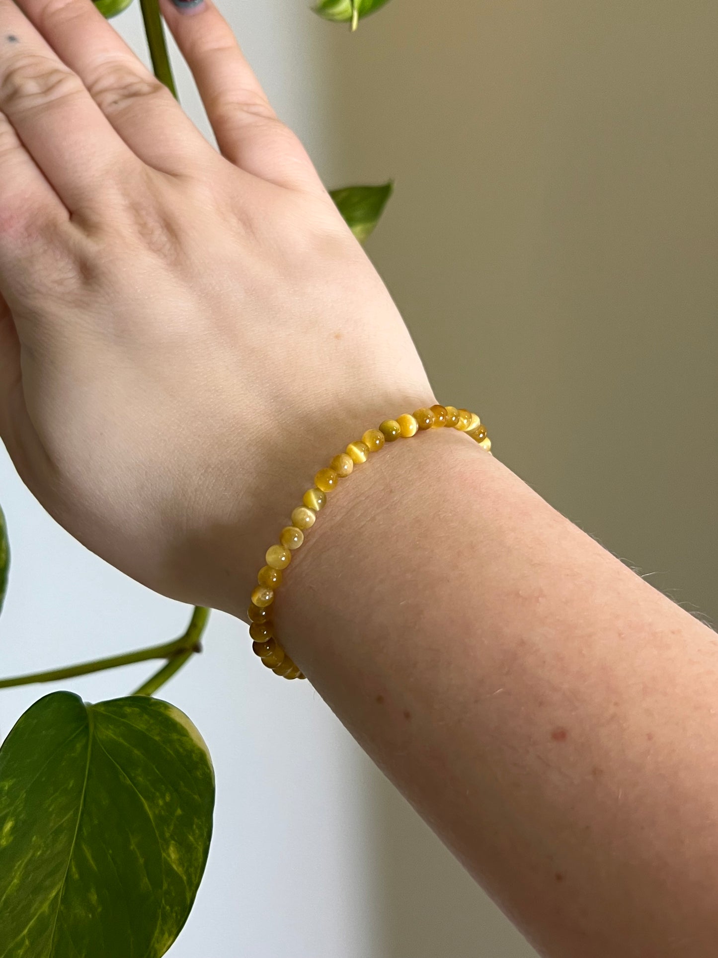 4mm Yellow Tigers Eye Bracelet