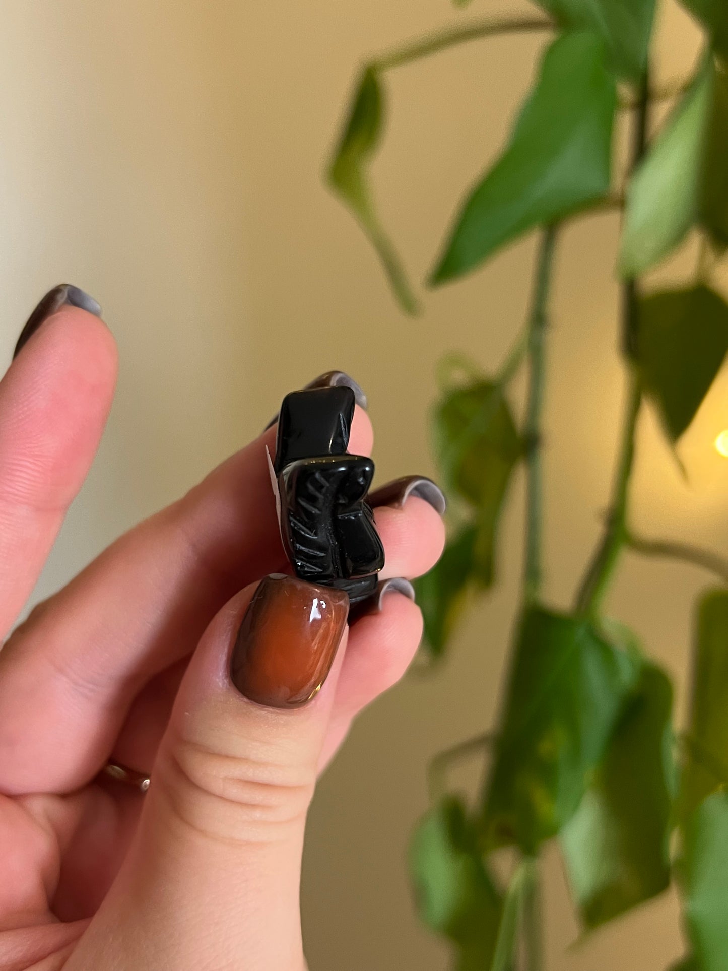 Black Obsidian Wolf Head