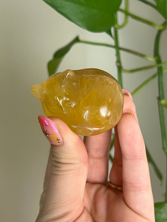 Yellow Fluorite Sleeping Cat