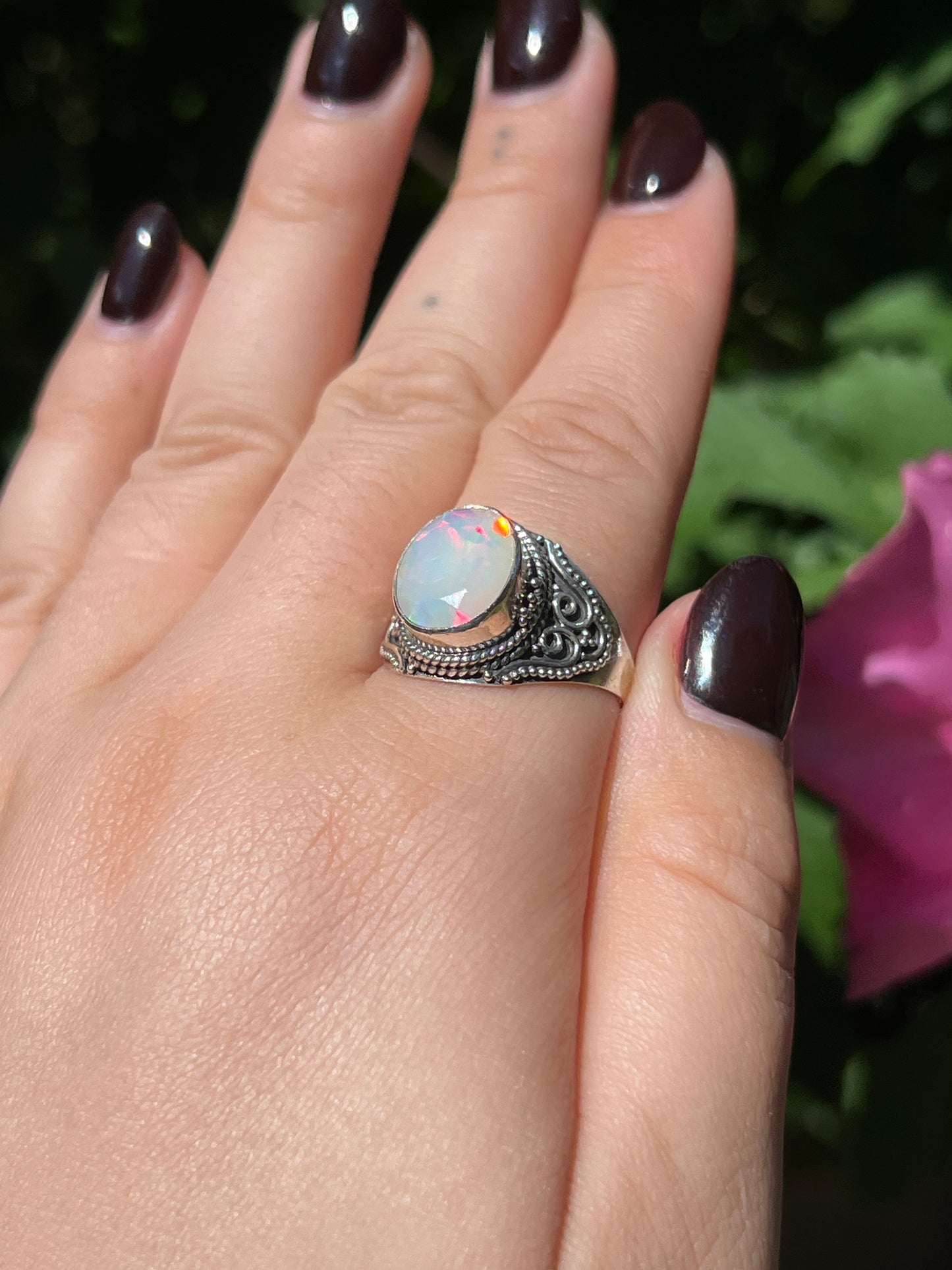 Ethiopian Opal Sterling Silver Ring | Size 10