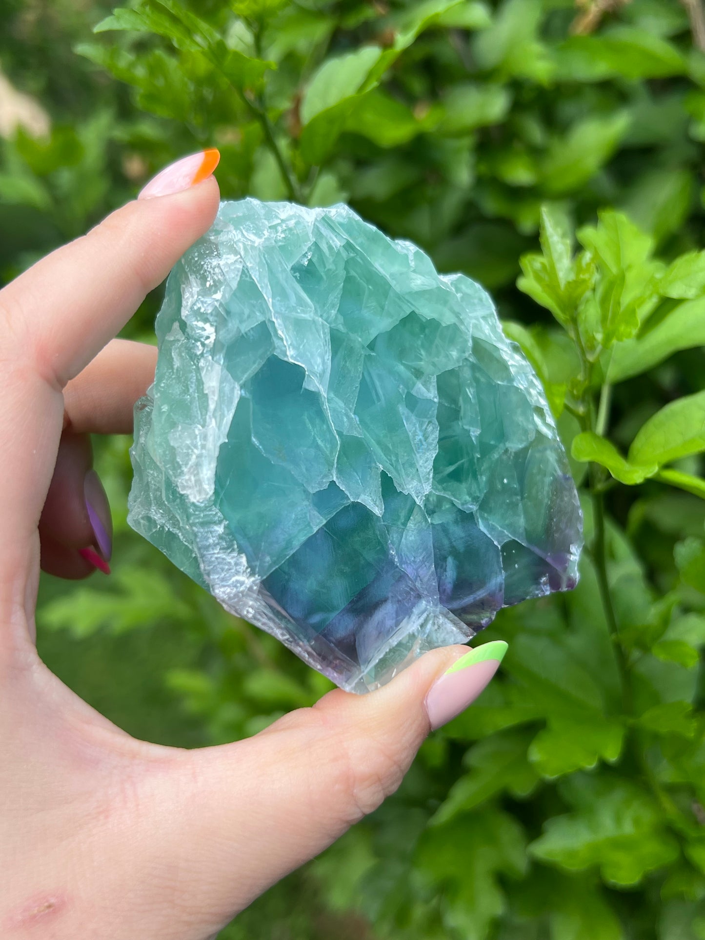 Rainbow Fluorite Self Standing Slab - Half Polished