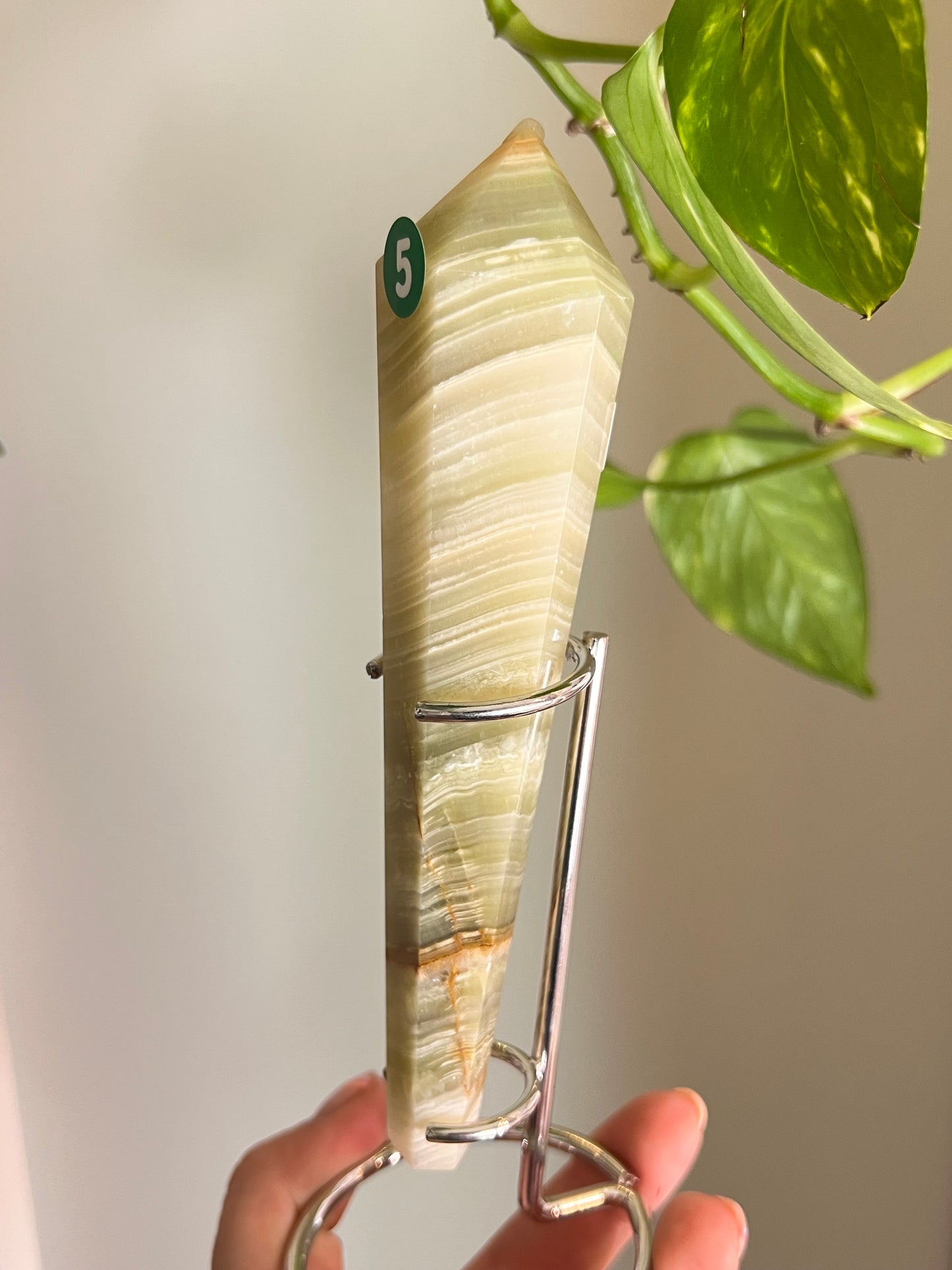 Green Banded Onyx Wand - 5