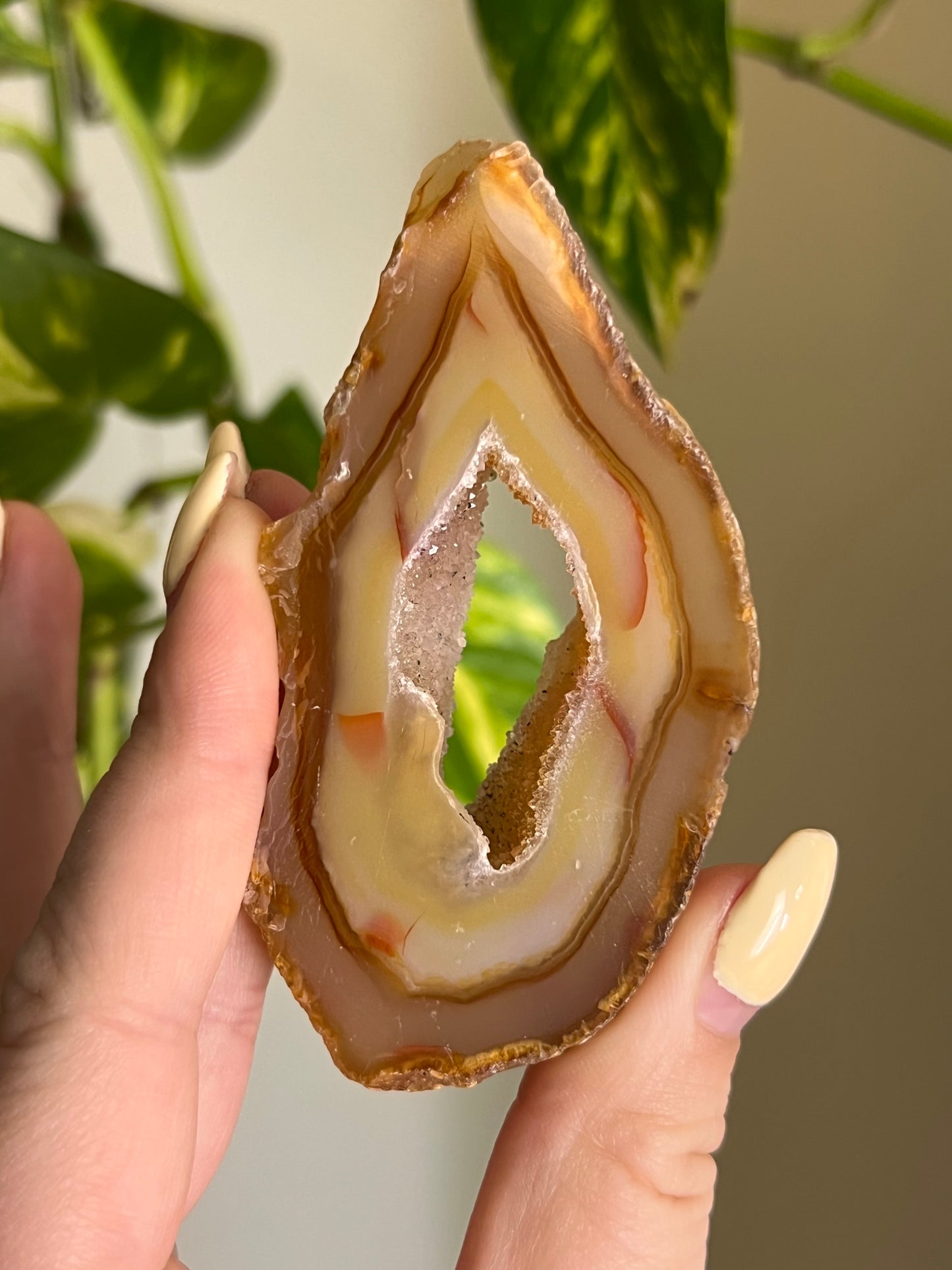 Peachy Druzy Agate Slice - Y