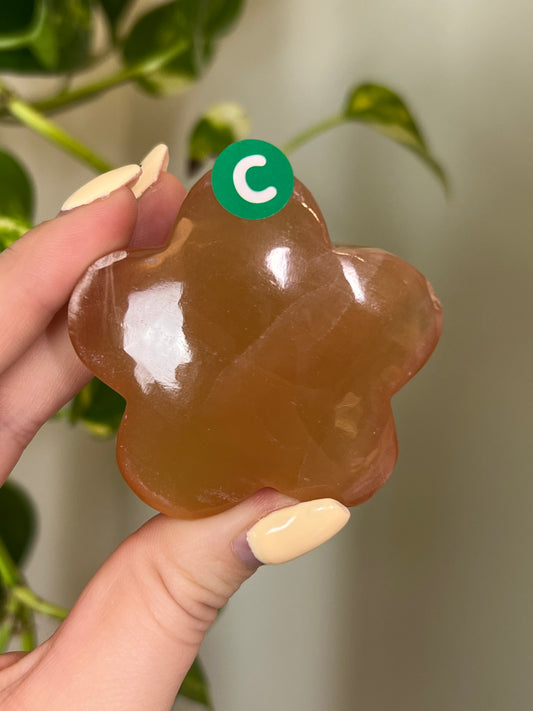 Honey Calcite Groovy Flower - C