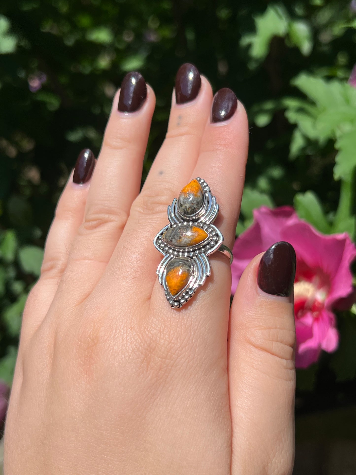 Bumble Bee Jasper Sterling Silver Ring | Size 7