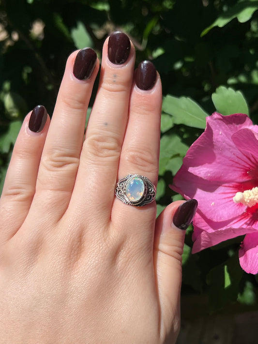 Ethiopian Opal Sterling Silver Ring | Size 8