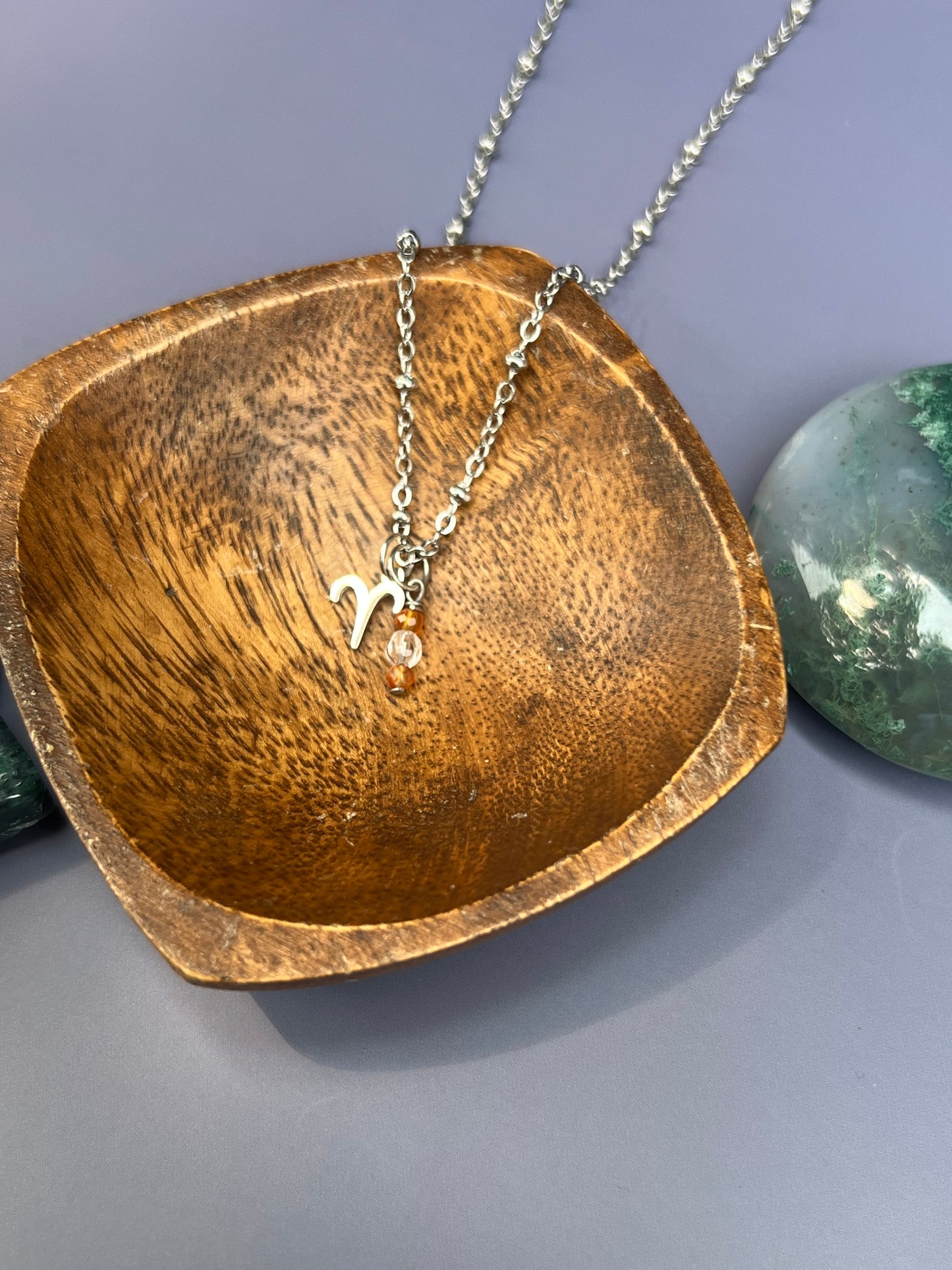 Aries - Zodiac Sign Gemstone Silver Necklace