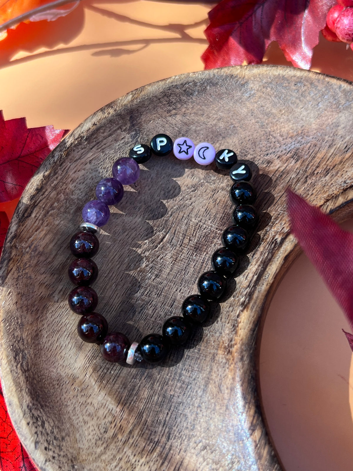 Spooky Amethyst Garnet and Tourmaline Bracelet