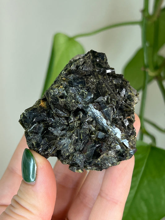 Green Tourmaline on Quartz Specimen D