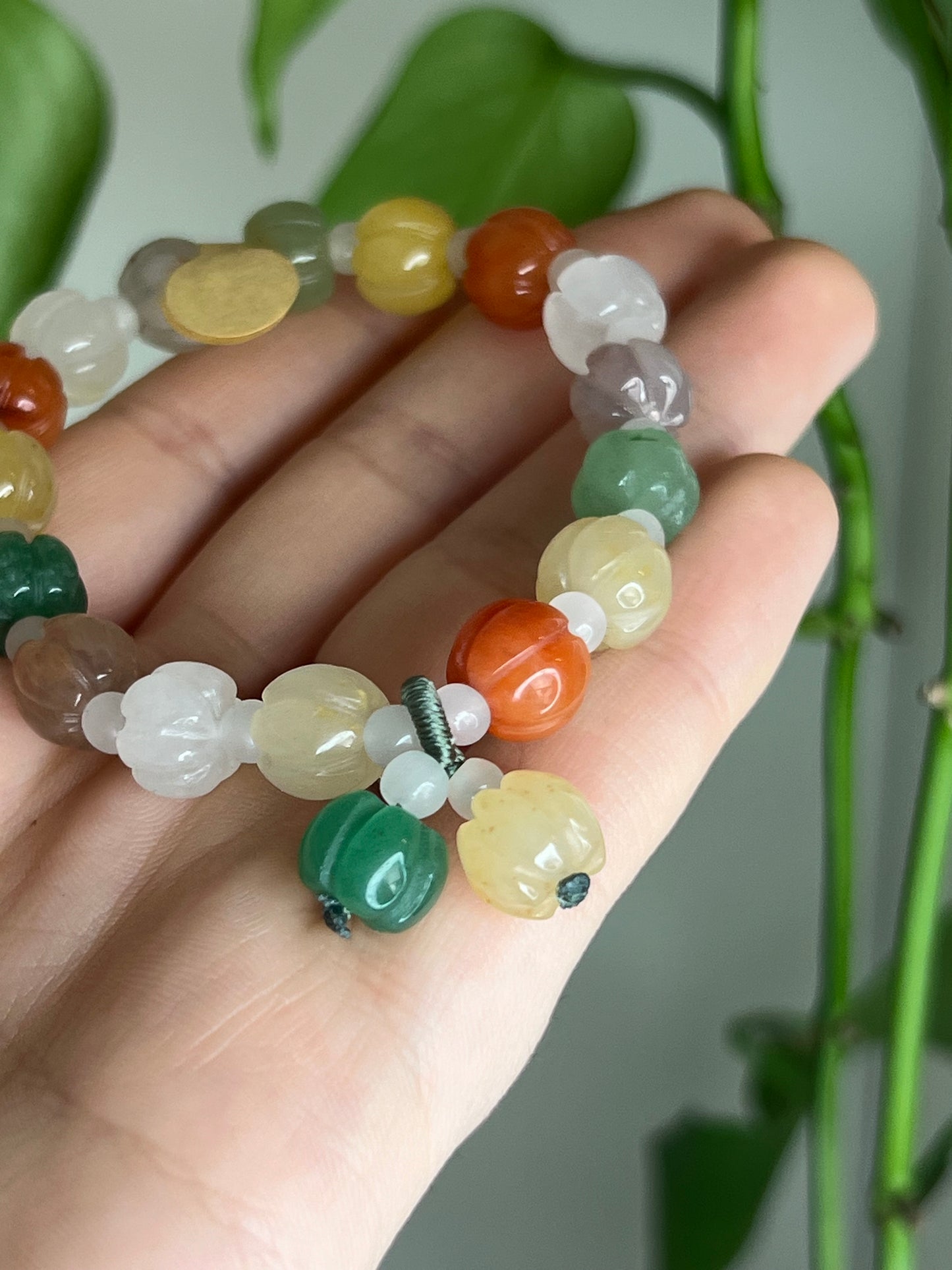 Aventurine and Jade Pumpkin Bracelet