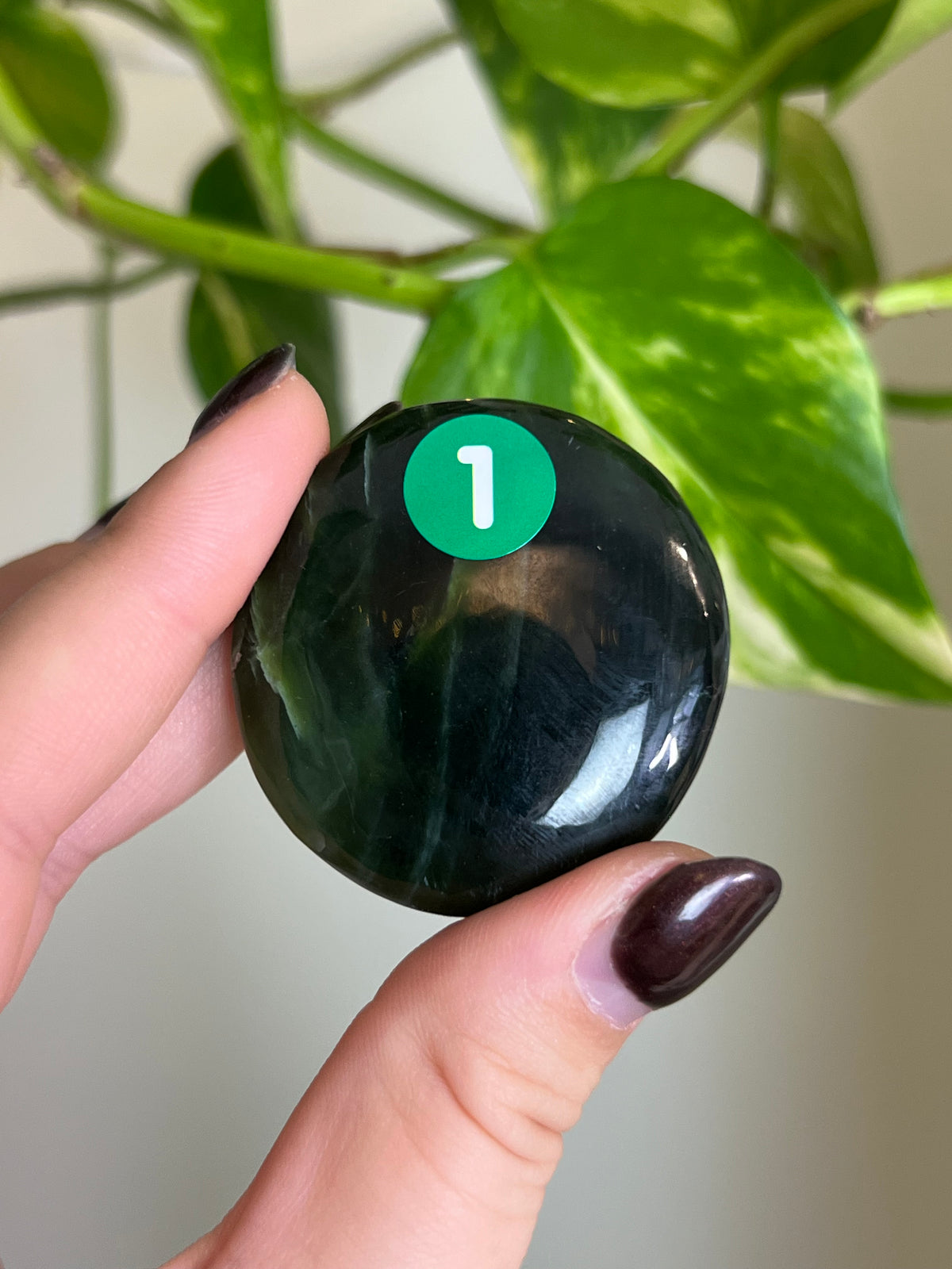 Moody Nephrite Jade Flat Stone - 1