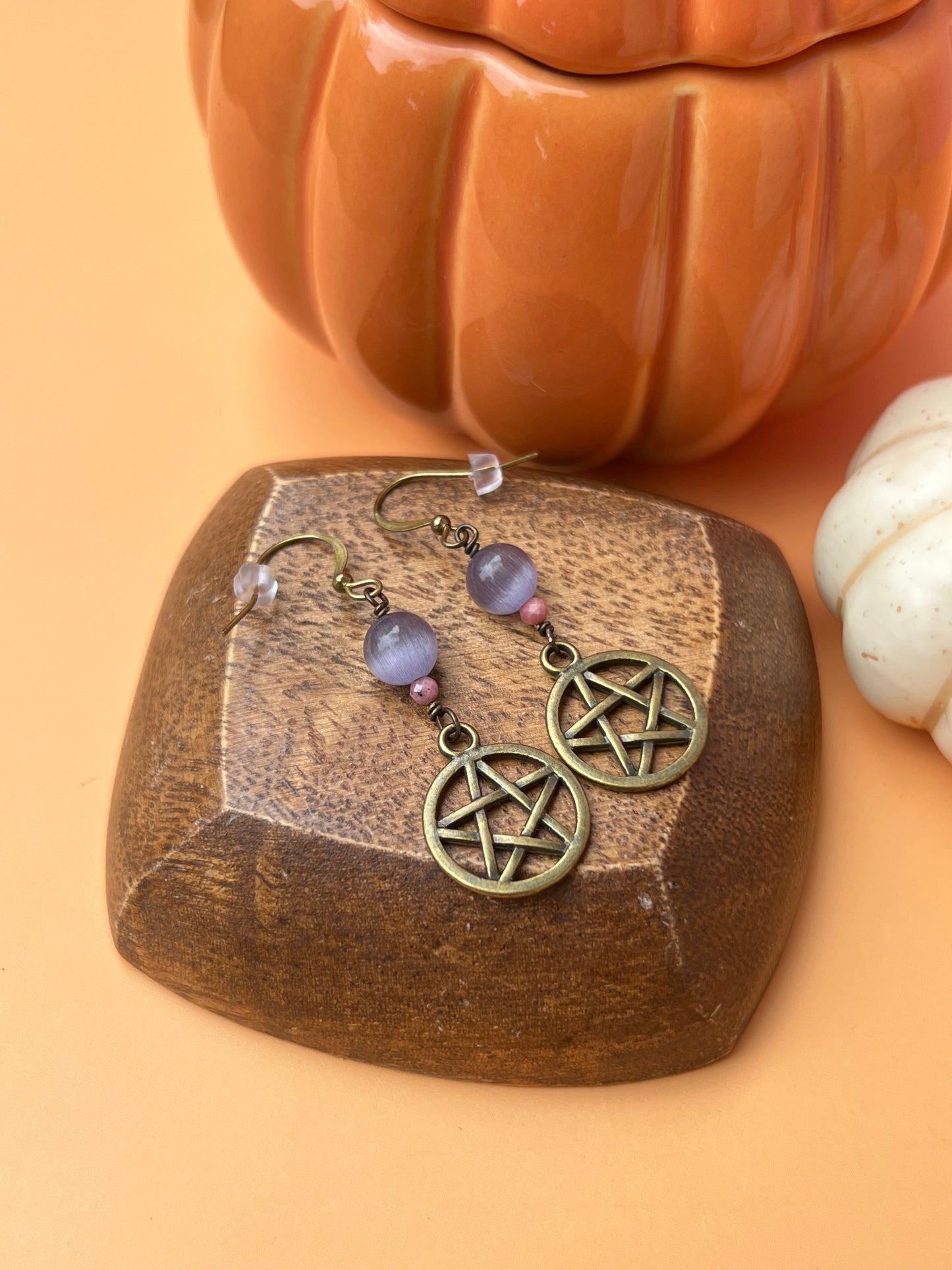 Lavender Pentacle of Life Earrings