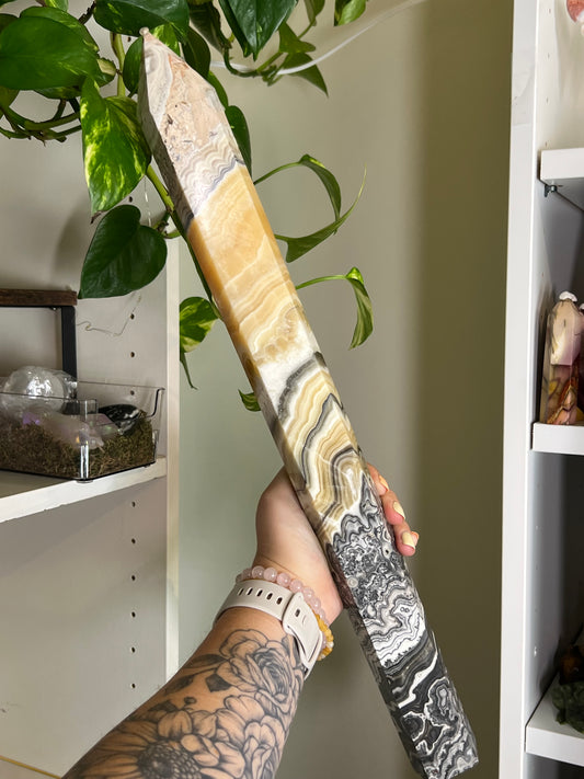 Zebra Calcite XLarge Tower - 20 Inches