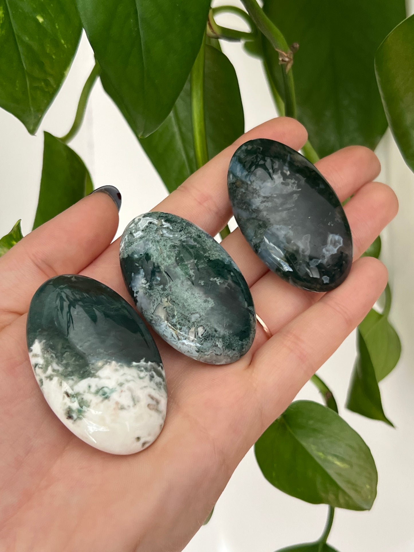 Moss Agate Palm Stone