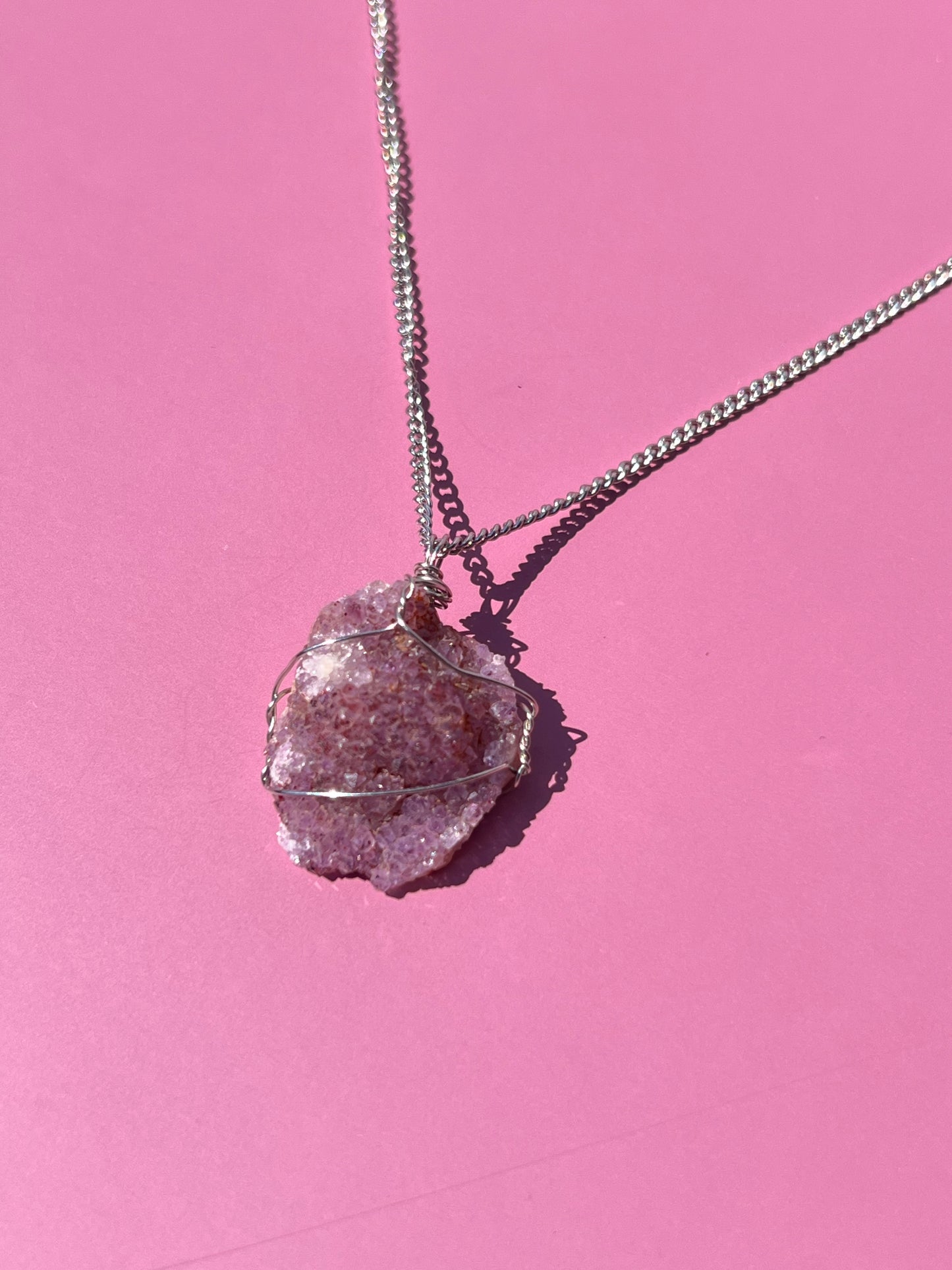 Thunder Bay Amethyst Cluster Silver Wrapped Necklace