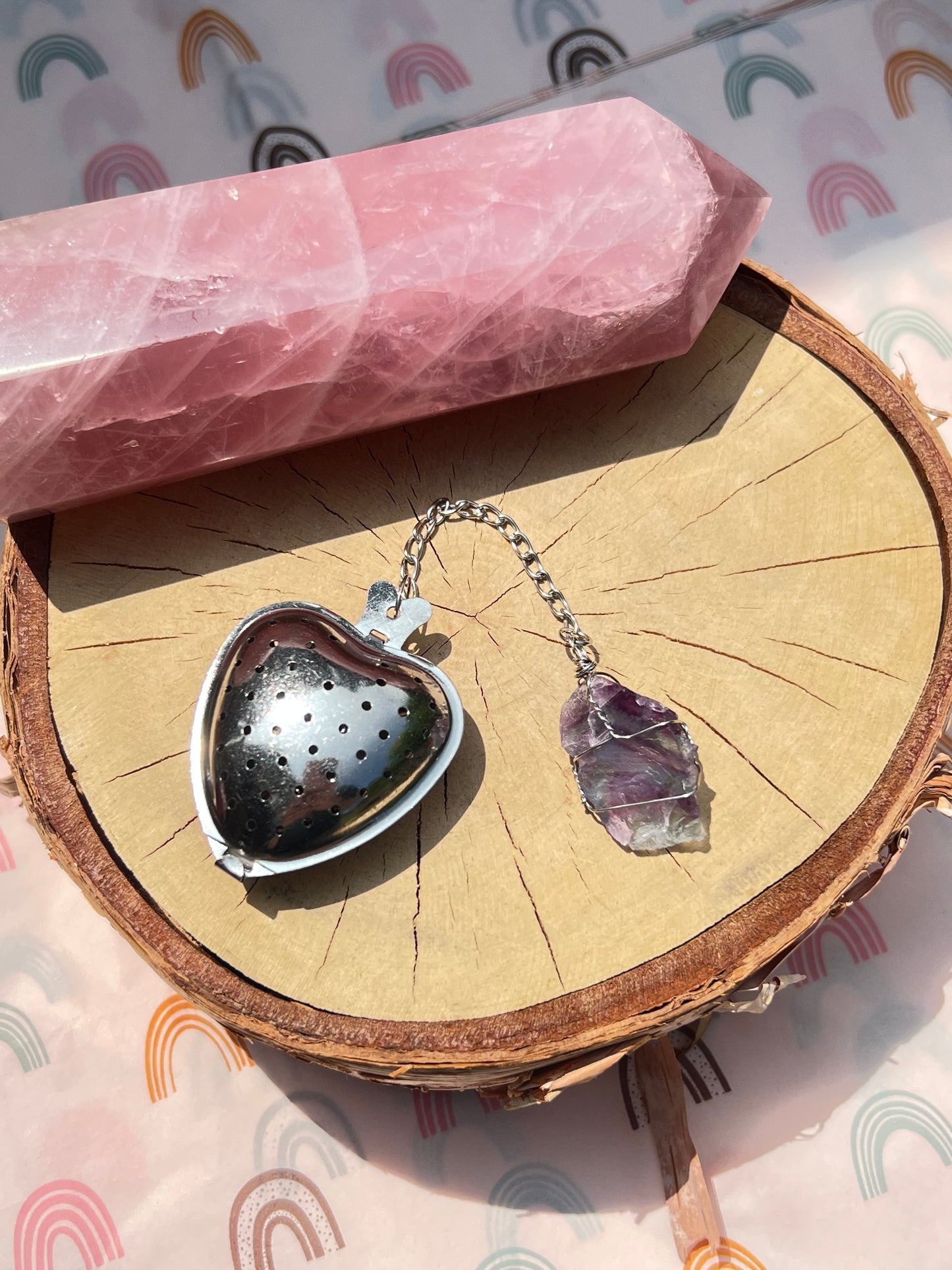 Rainbow Fluorite Heart Tea Infuser