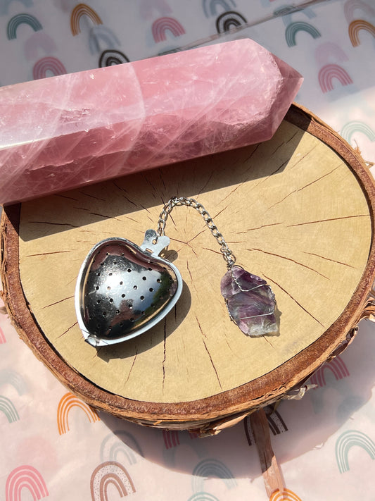 Rainbow Fluorite Heart Tea Infuser