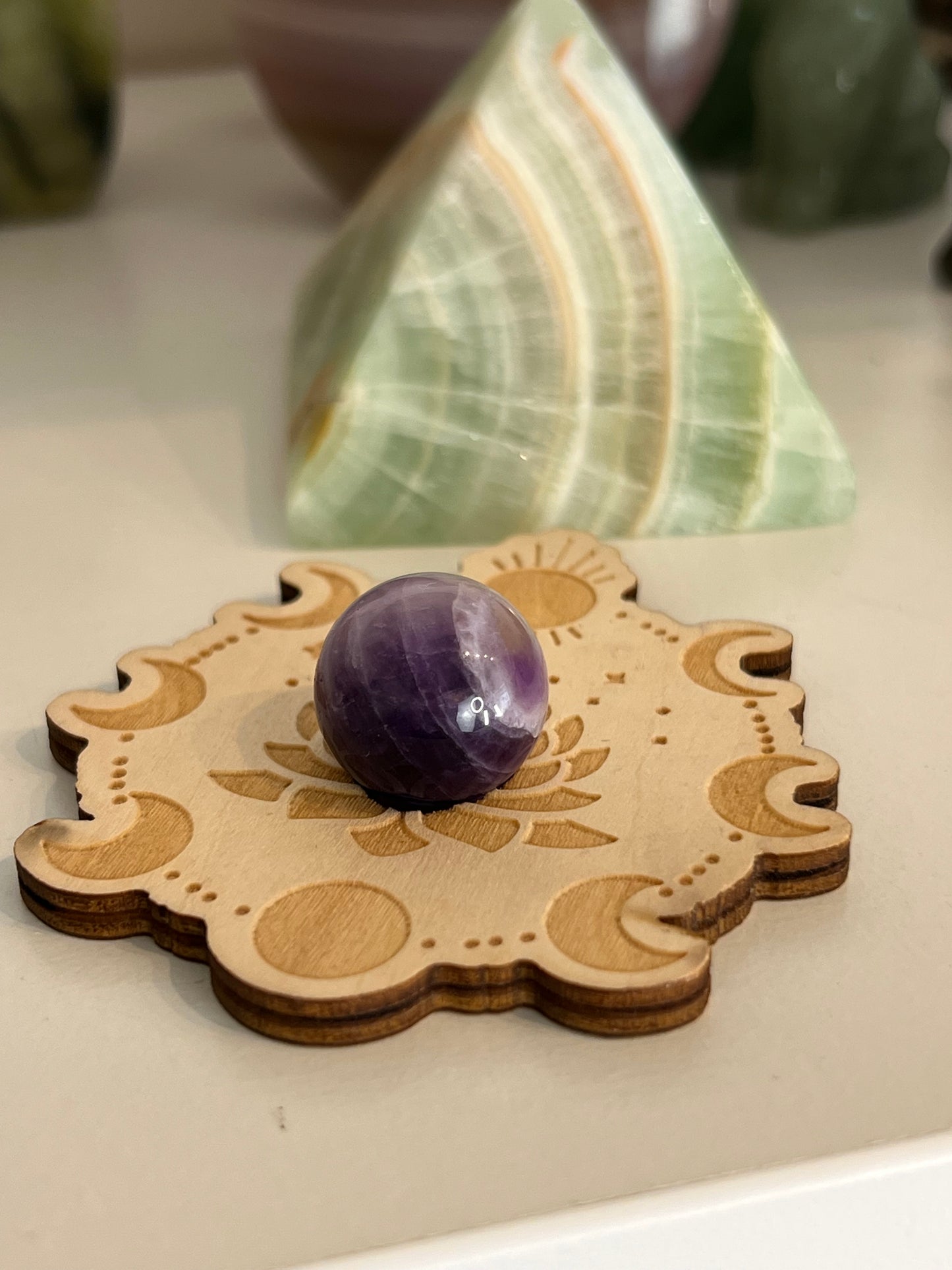 Moon Phases Wooden Sphere Stand