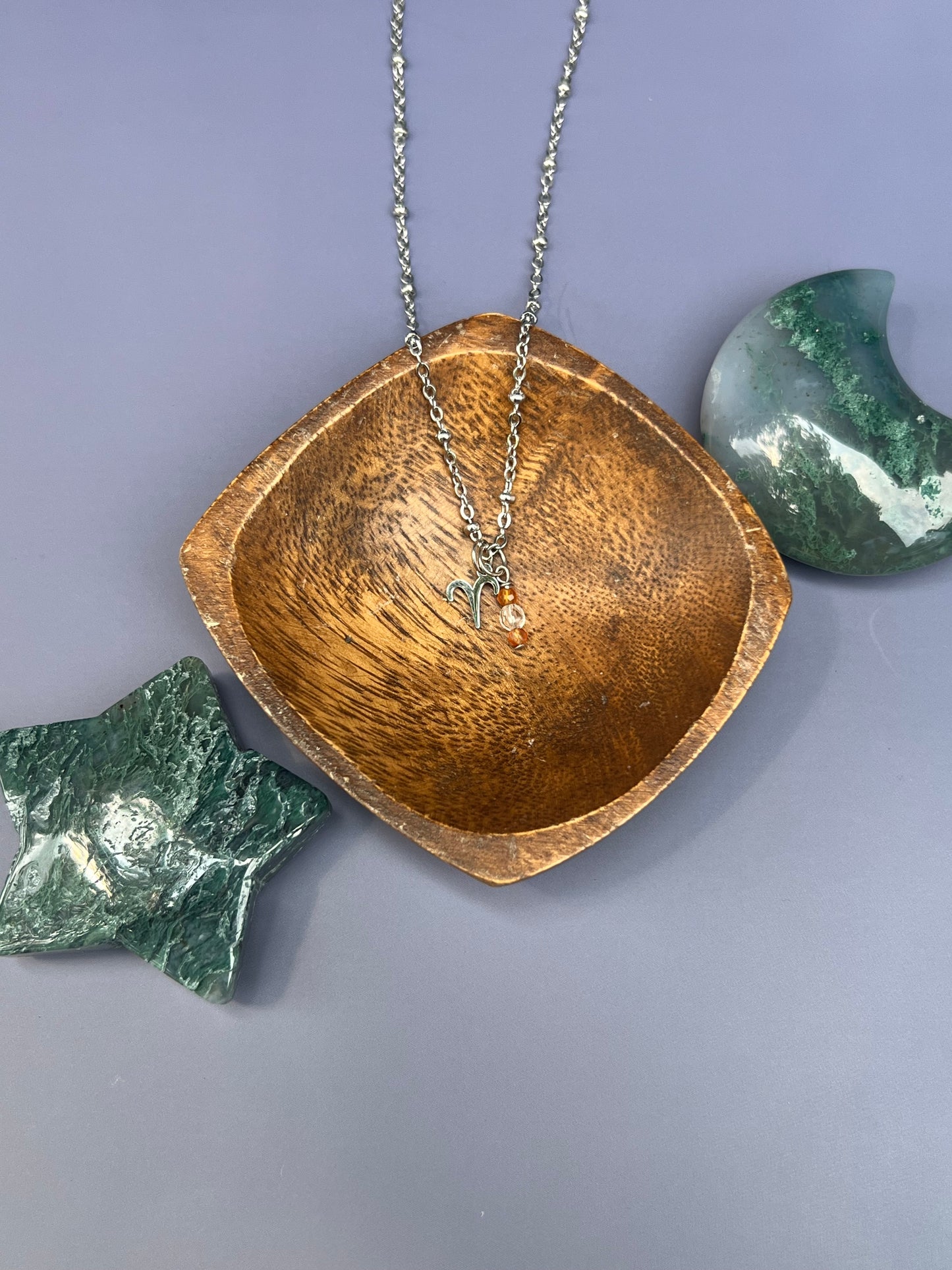 Aries - Zodiac Sign Gemstone Silver Necklace