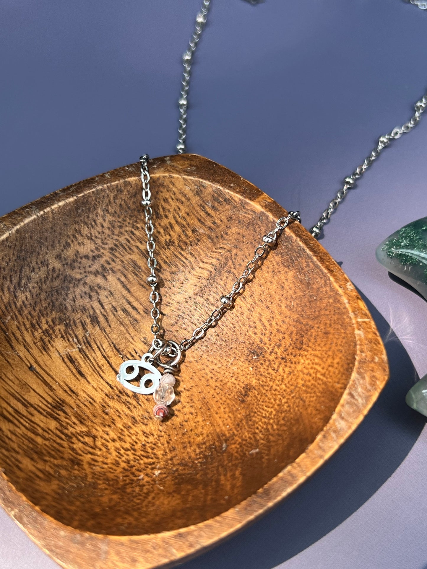 Cancer - Zodiac Sign Gemstone Silver Necklace