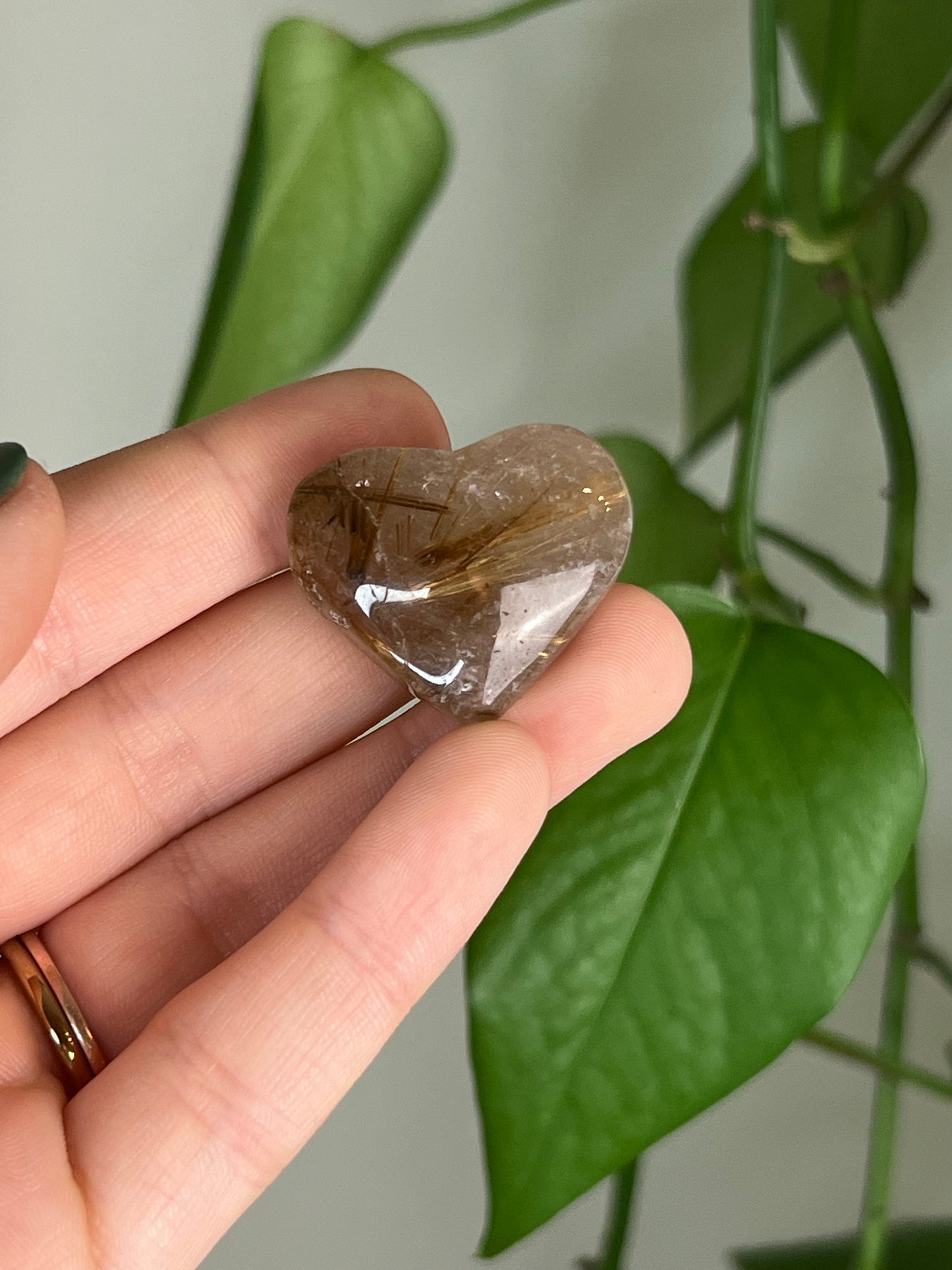 Golden Rutile Quartz Puffy Heart