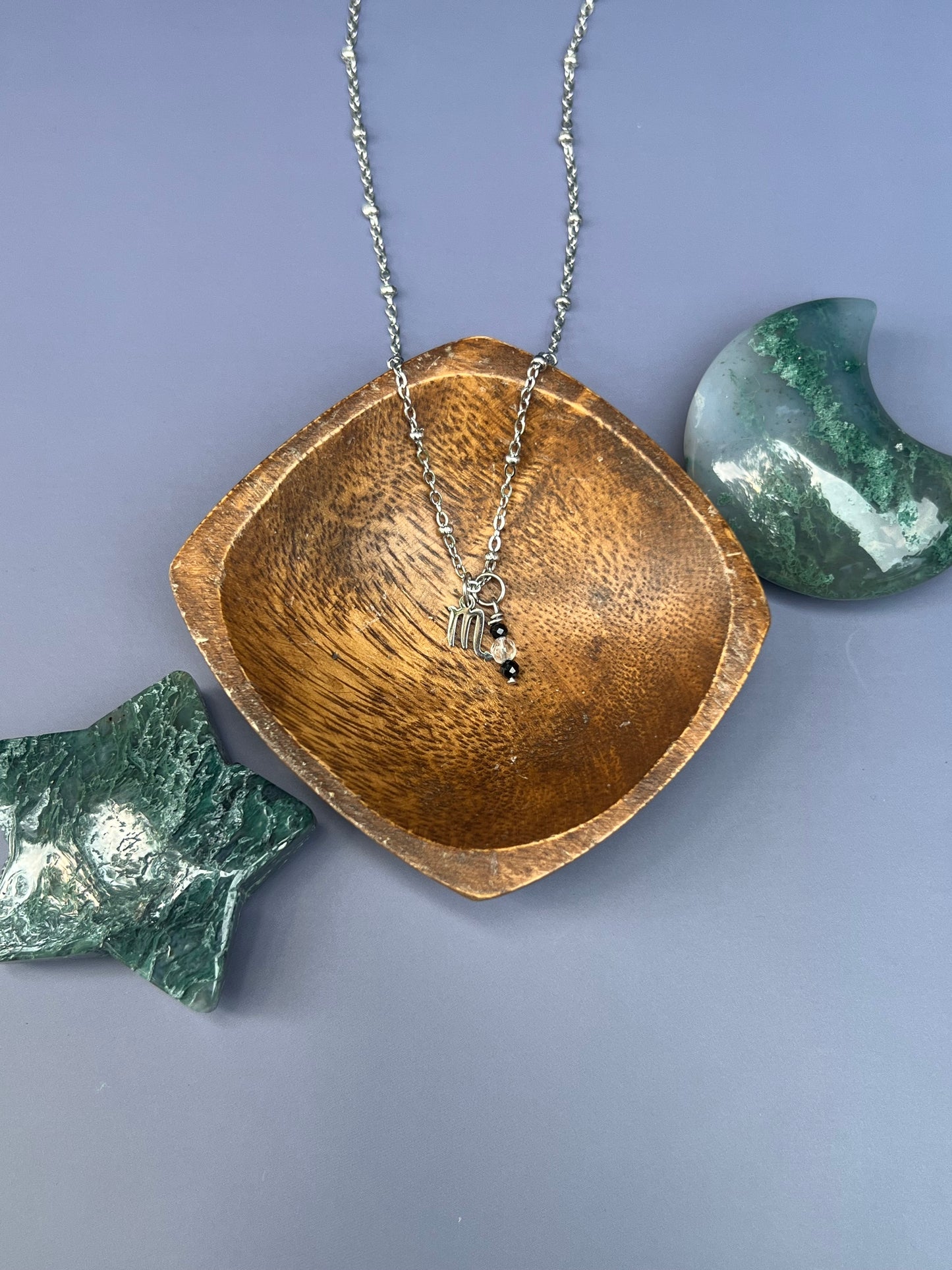 Scorpio - Zodiac Sign Gemstone Silver Necklace