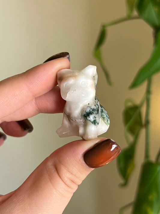 Tree Agate With Druzy Frenchie Dog