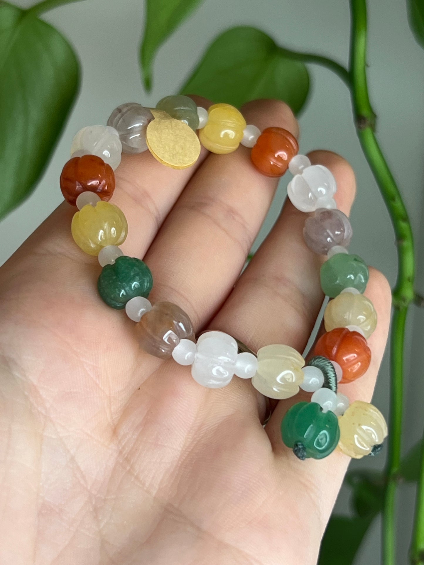 Aventurine and Jade Pumpkin Bracelet