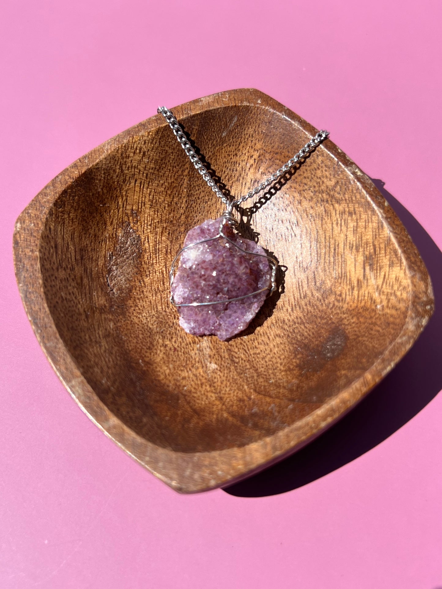 Thunder Bay Amethyst Cluster Silver Wrapped Necklace