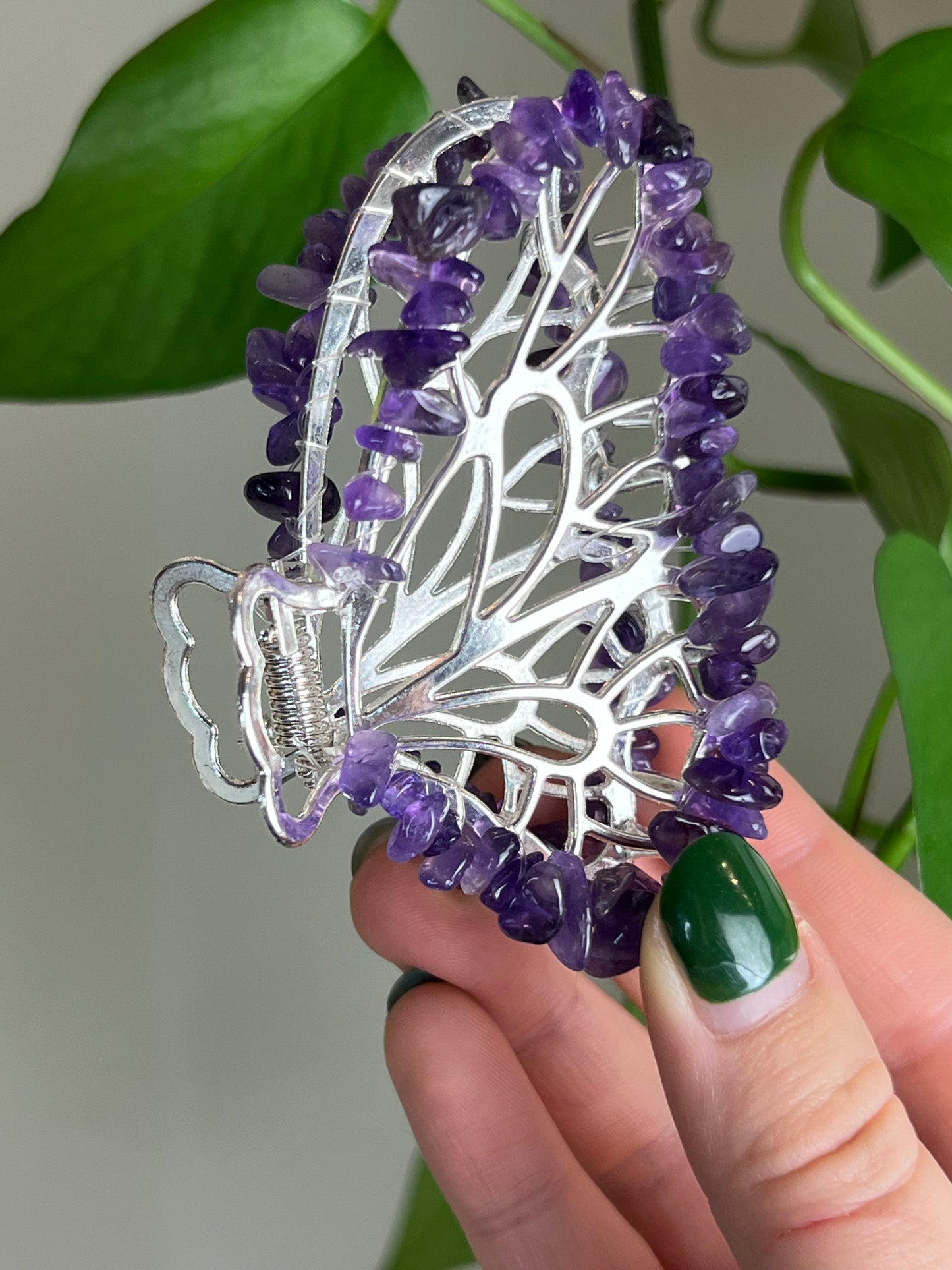 Amethyst Fairy Claw Clip - Silver