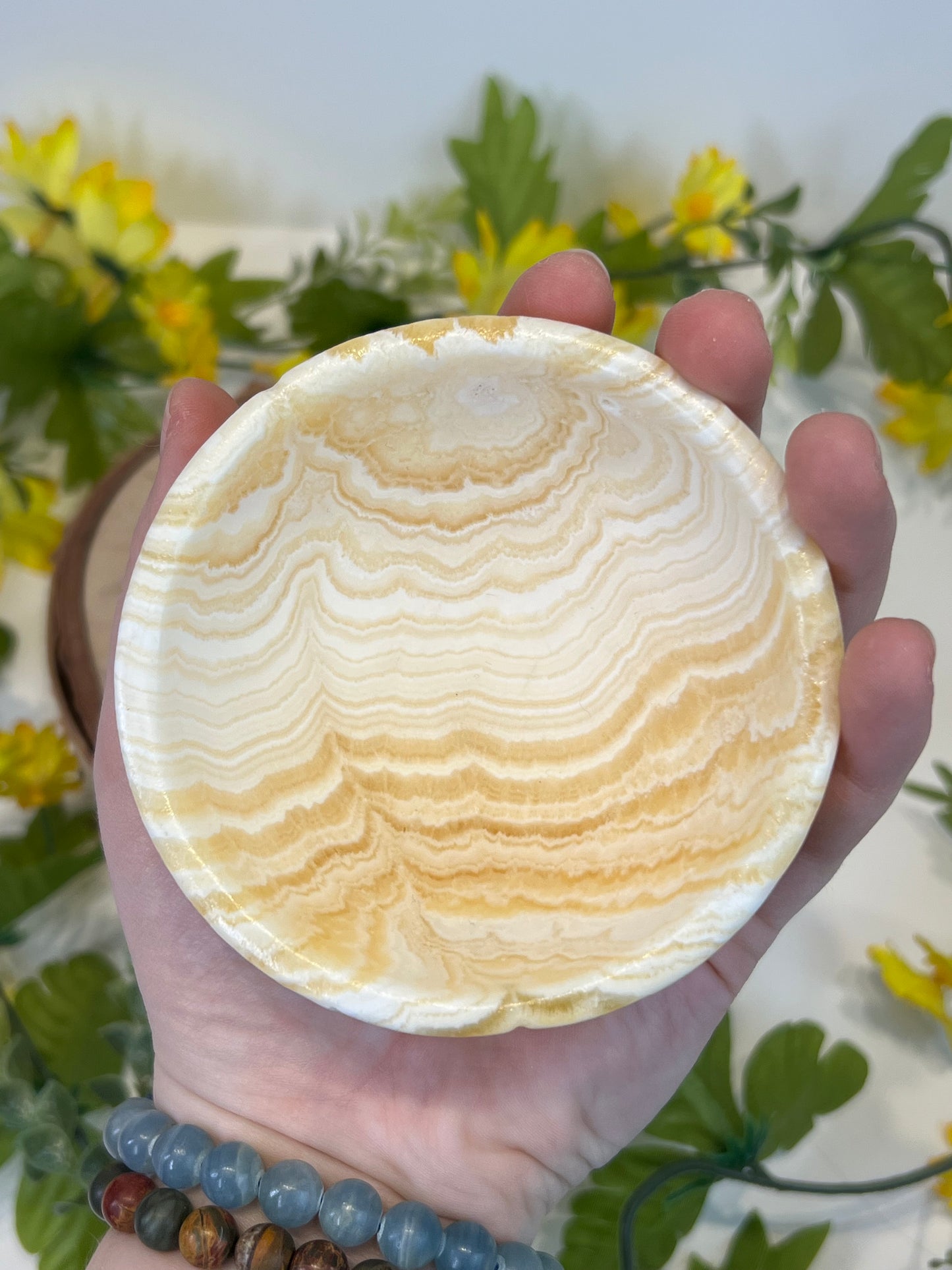 Yellow Banded Calcite Bowl