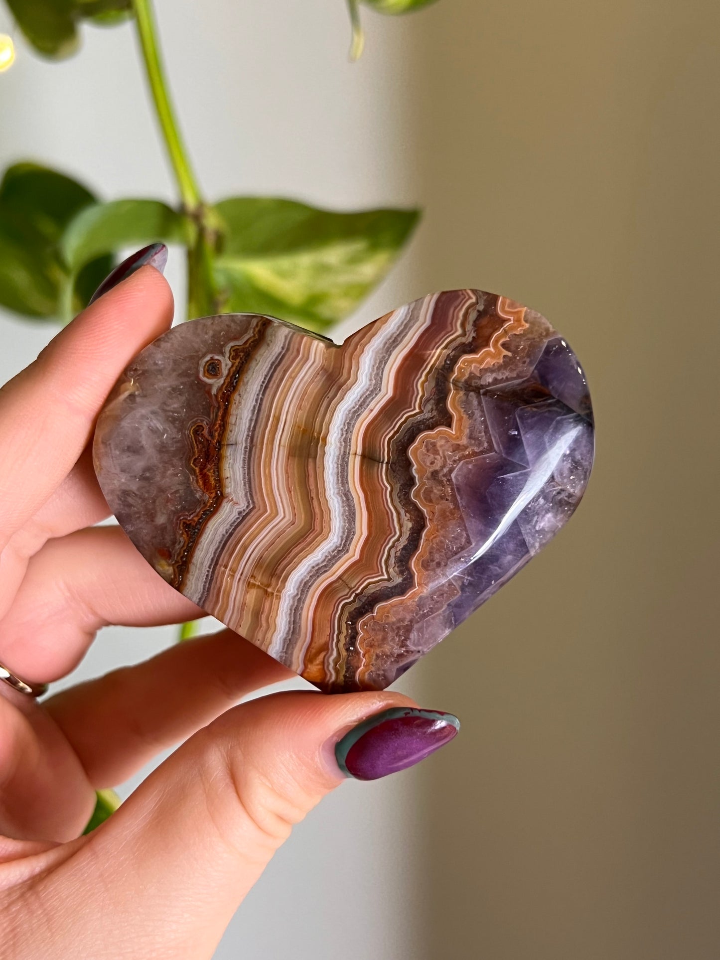 Amethyst x Crazy Lace Agate Heart M