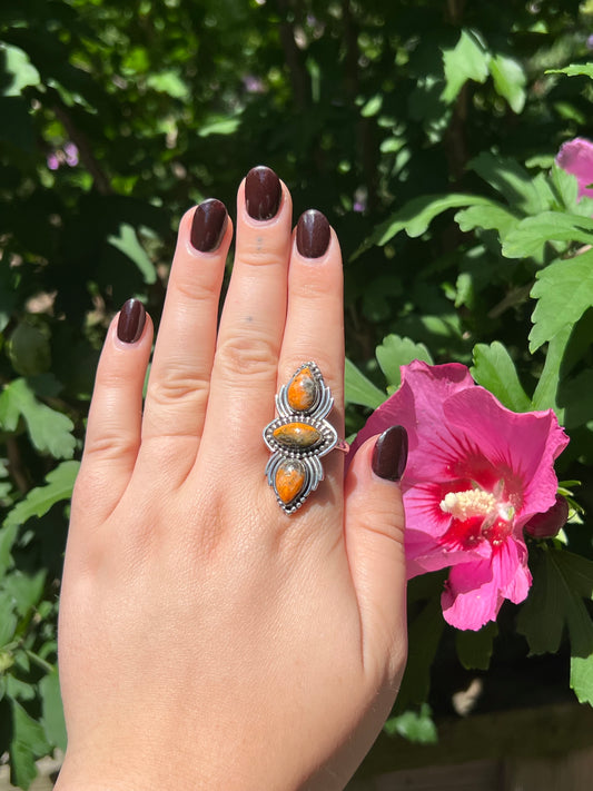 Bumble Bee Jasper Sterling Silver Ring | Size 10