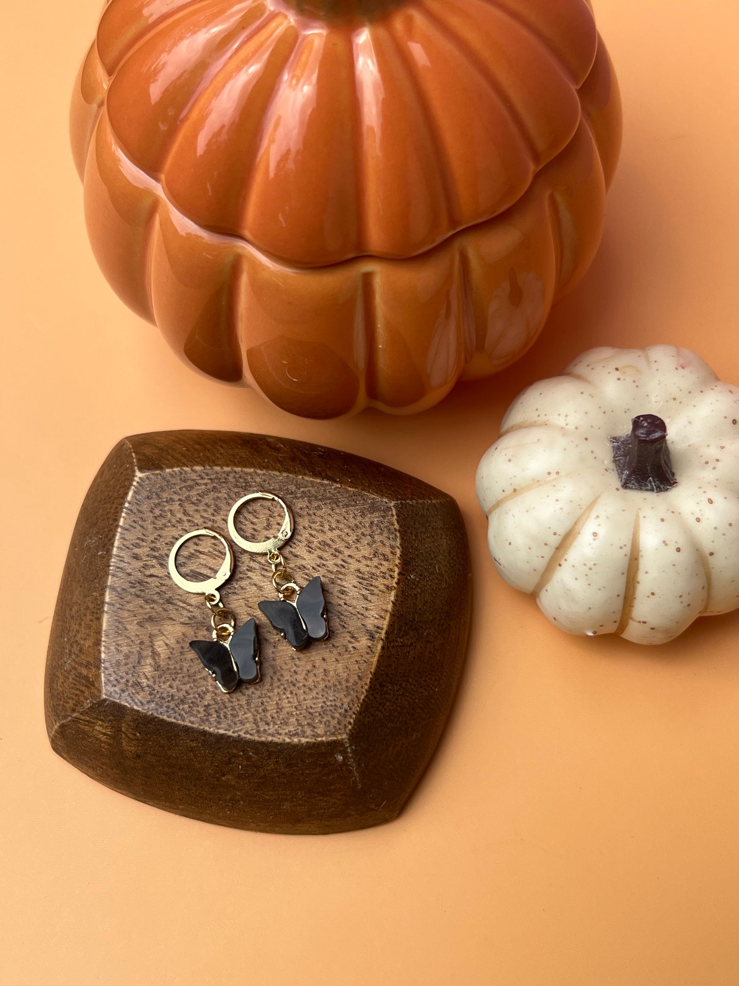 Black Gold Butterfly Earrings